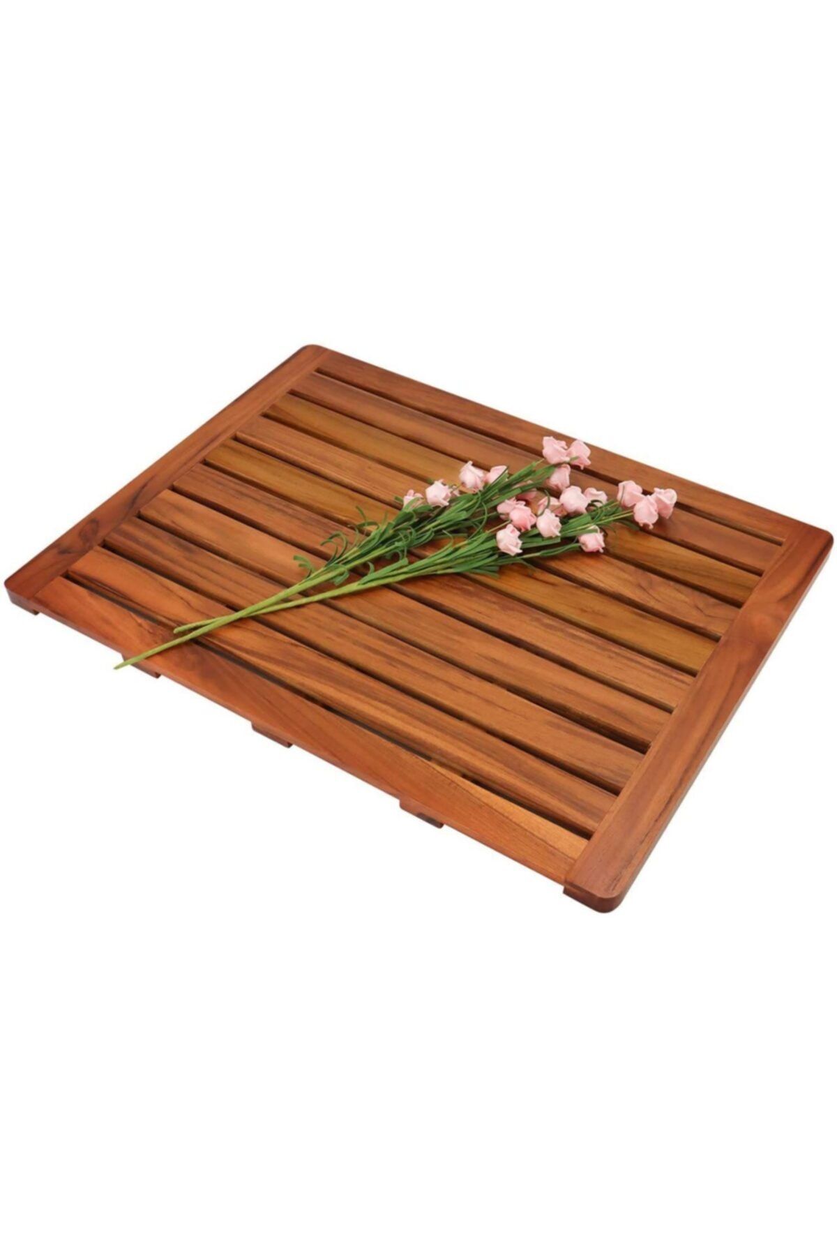 Woodwall Ahşap Banyo Paspası Kaydırmaz 45x60 Cm Teak Iroko Ağacı
