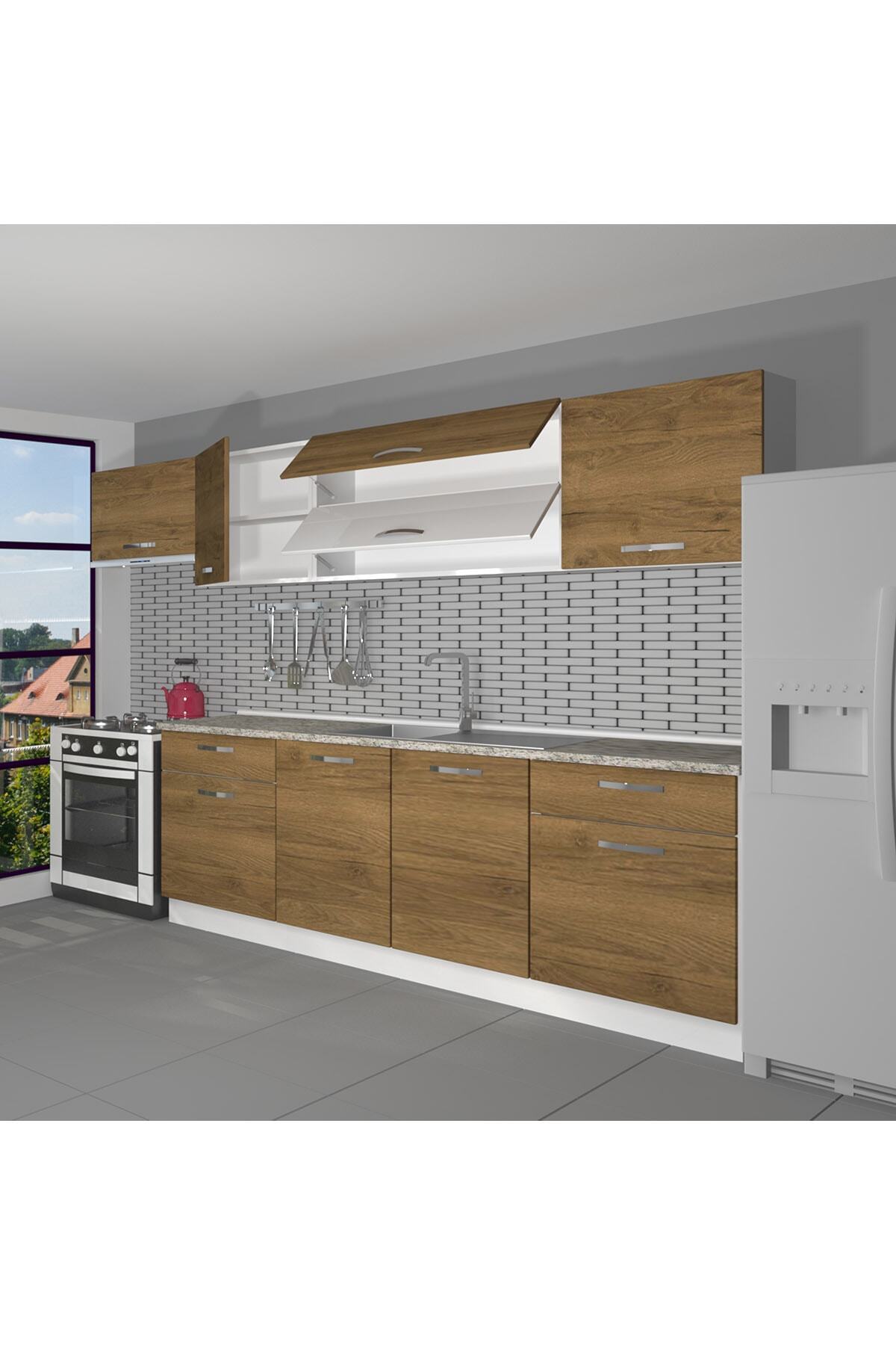 Decoraktiv Hazır Mutfak Dolabı Prestij 280 Cm Pera -tezgah Dahil