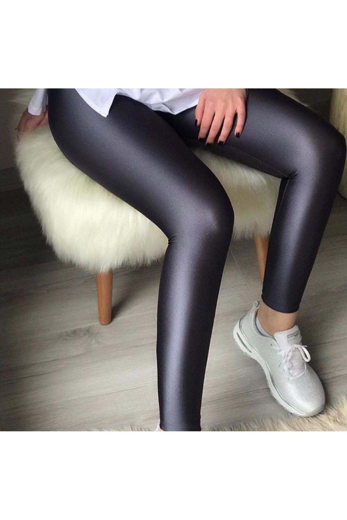 mixmoda Kadın Antrasit Parlak Disco Tayt