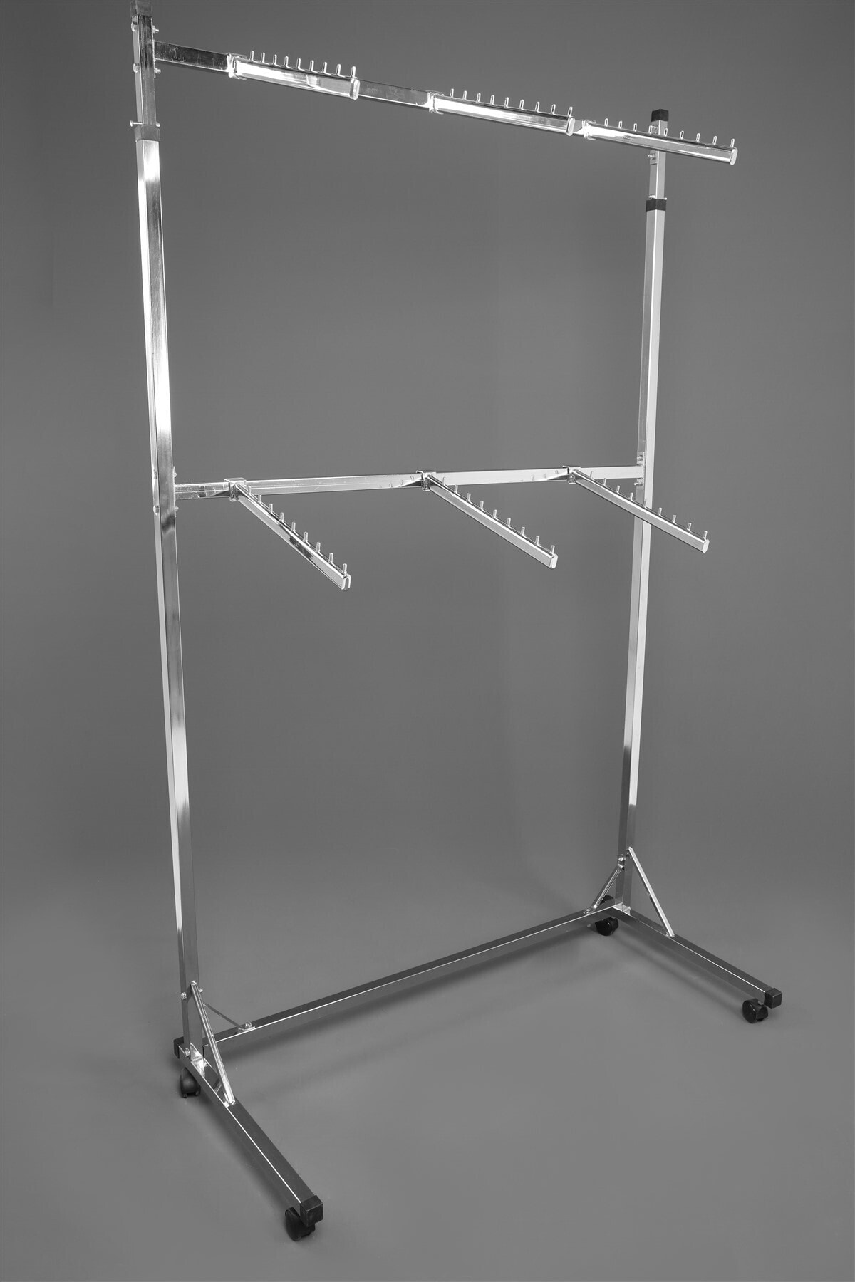 Modern Raf Çift Katlı Tek Taraflı 6 Bastonlu Krom Askılık Standı