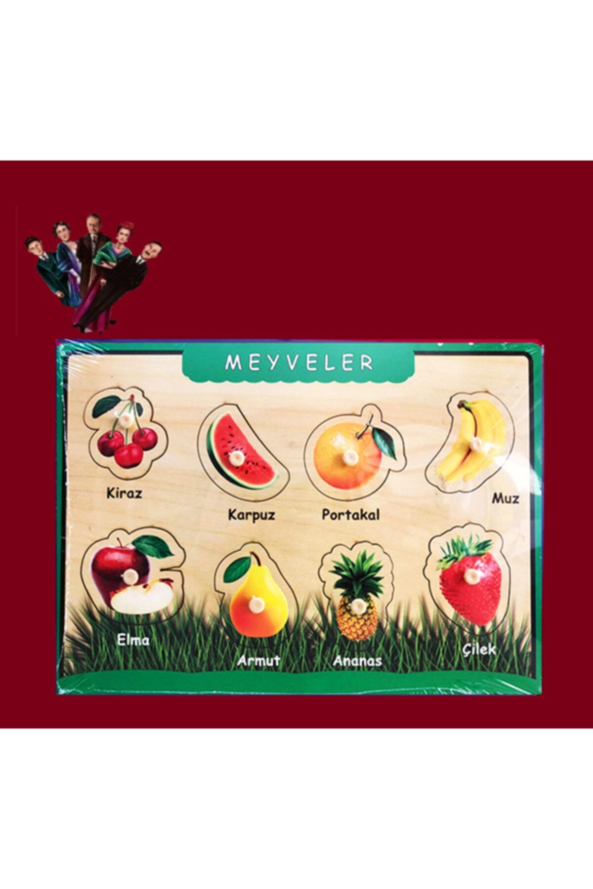 HeCe Ahşap Meyveler Bul Tak Tutmalı Eğitici Yapboz Puzzle Ve Özel Kesim Kitap Ayracı