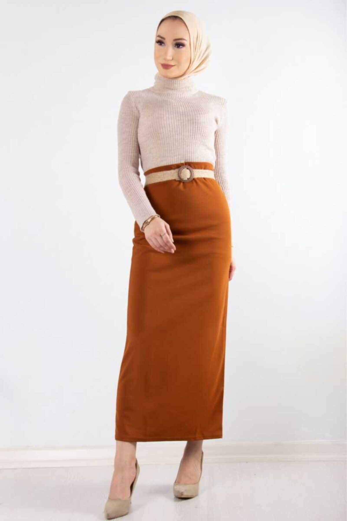 BURCU TESETTÜR Kadın Taba Likralı Kalem Tesettür Etek