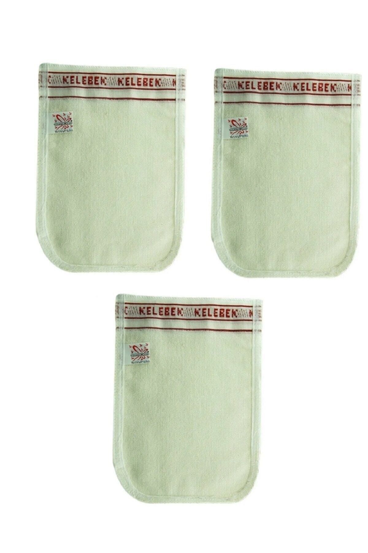 Kelebek Kese Kelebek Kalın Beyaz Banyo Hamam Kesesi 3 Adet 25x17 Cm Kse