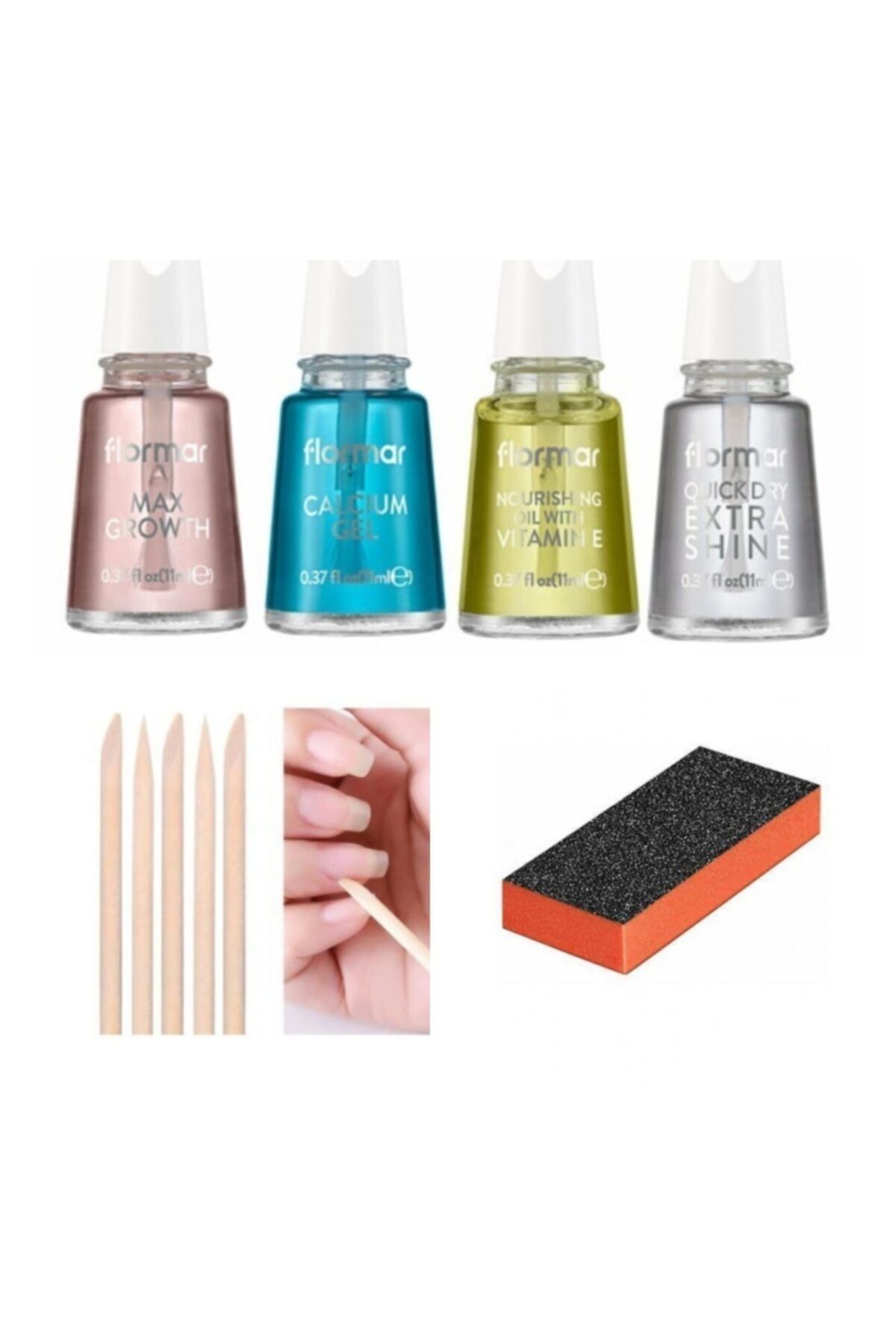 Flormar Tırnak Bakım Seti + 5li Krong + Mklora Tırnak Üstü Törpü 302