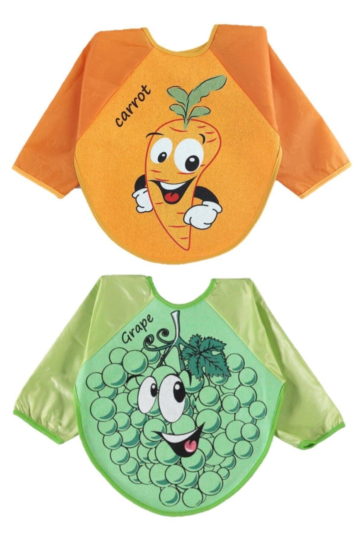 Malkoç Su Geçirmez Havuç Üzüm Desen Bebek Mama Önlüğü  2 Adet