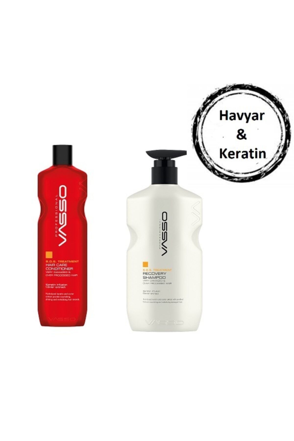 VASSO WOMEN Yıpranmış Saçlar Için Acil Kurtarma Kremli Set Şampuan 500ml Krem 460ml
