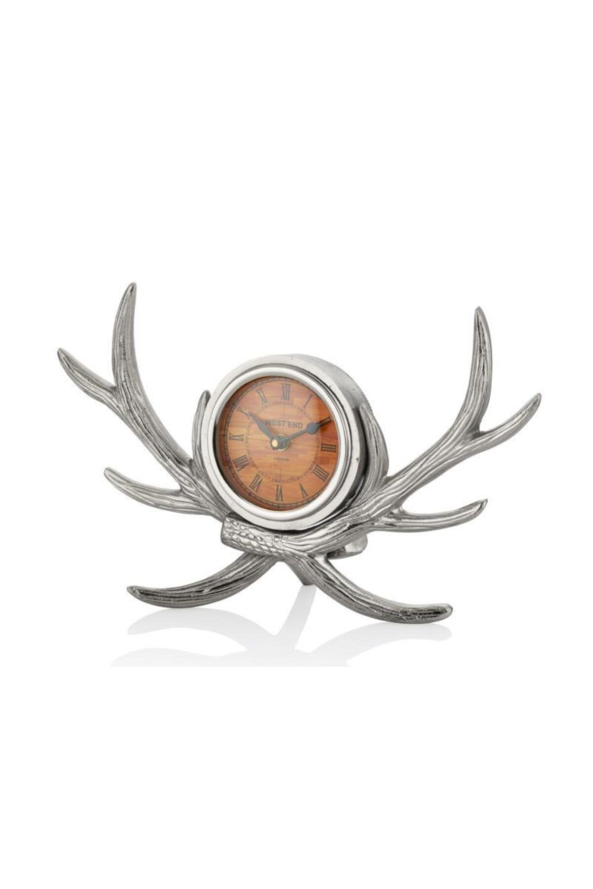 LAMEDORE Antler Boynuz Masa Saati Silver 35.5x11.5x22.8 cm