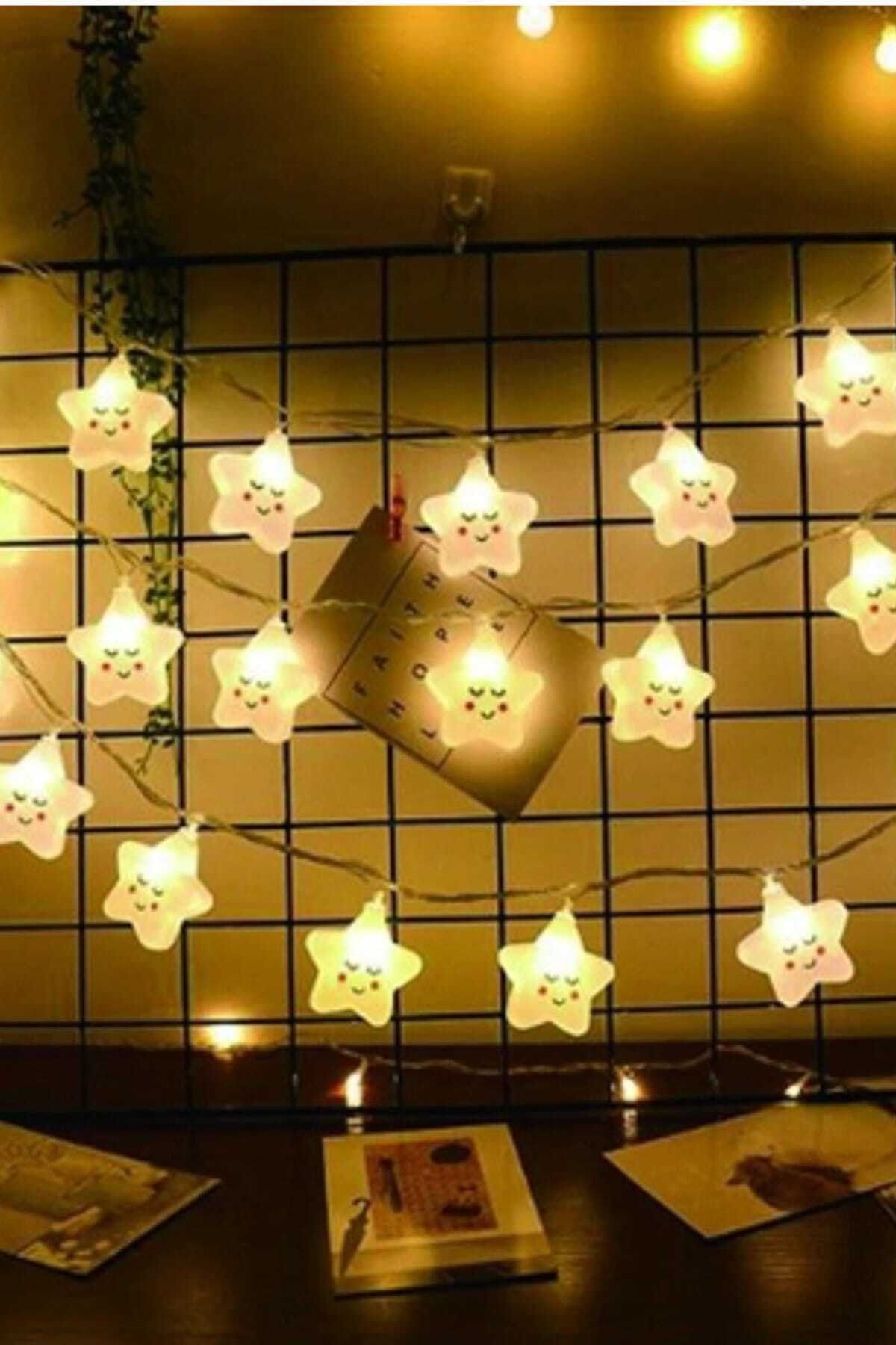 3D Sevimli Yıldız Tasarımlı 2 Metre 10 Led Işıklı Aydınlatma