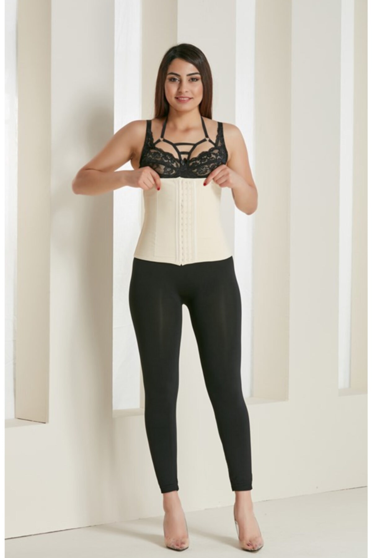 Sweet Sauna Lateks Korse Askısız Ten Çelik Balenli Korse