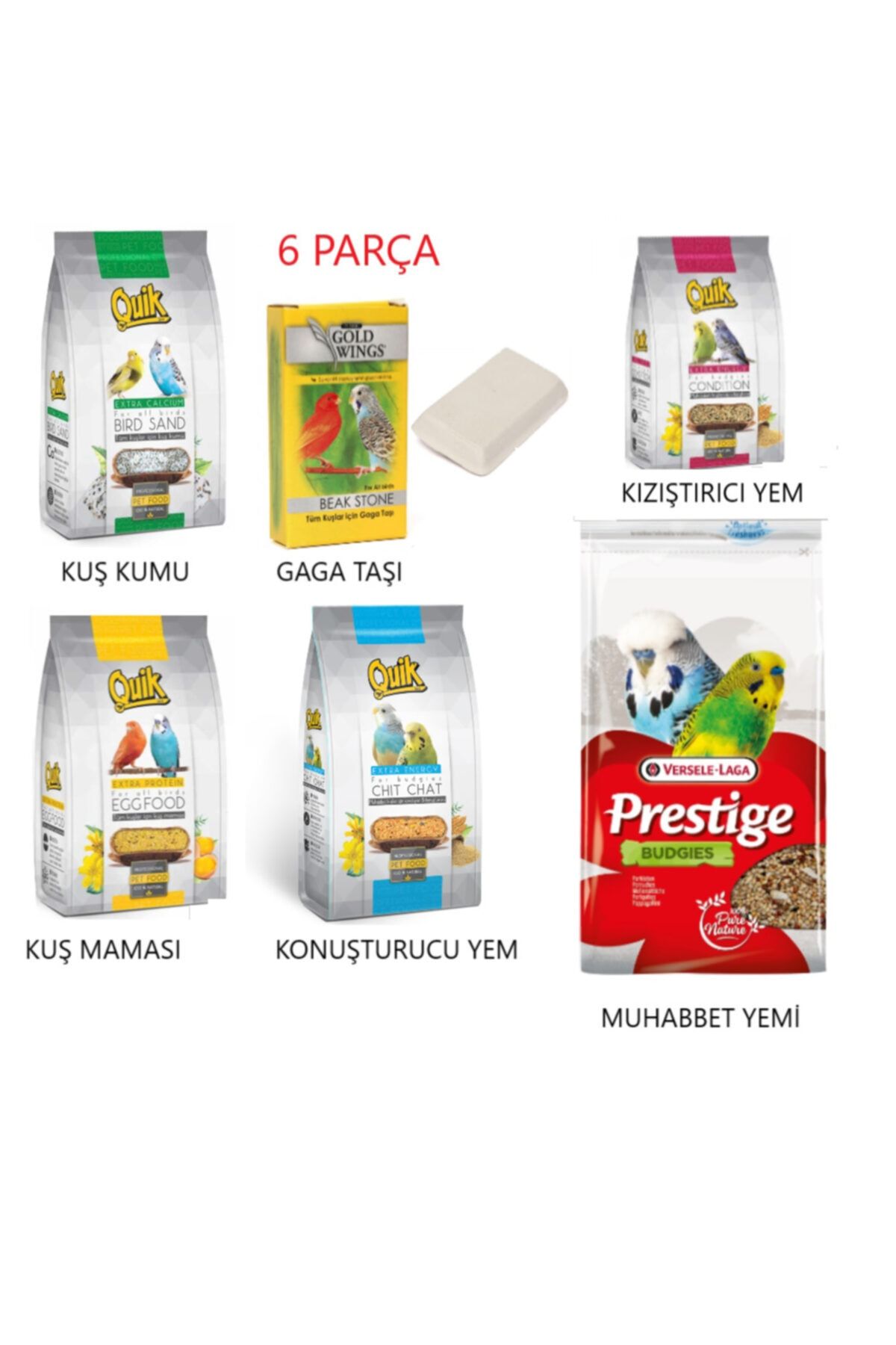 Versele Laga Quik Kuş Yem Mineral Seti Kızıştırıcı Konuşturucu Gaga Taşı 6 Parça