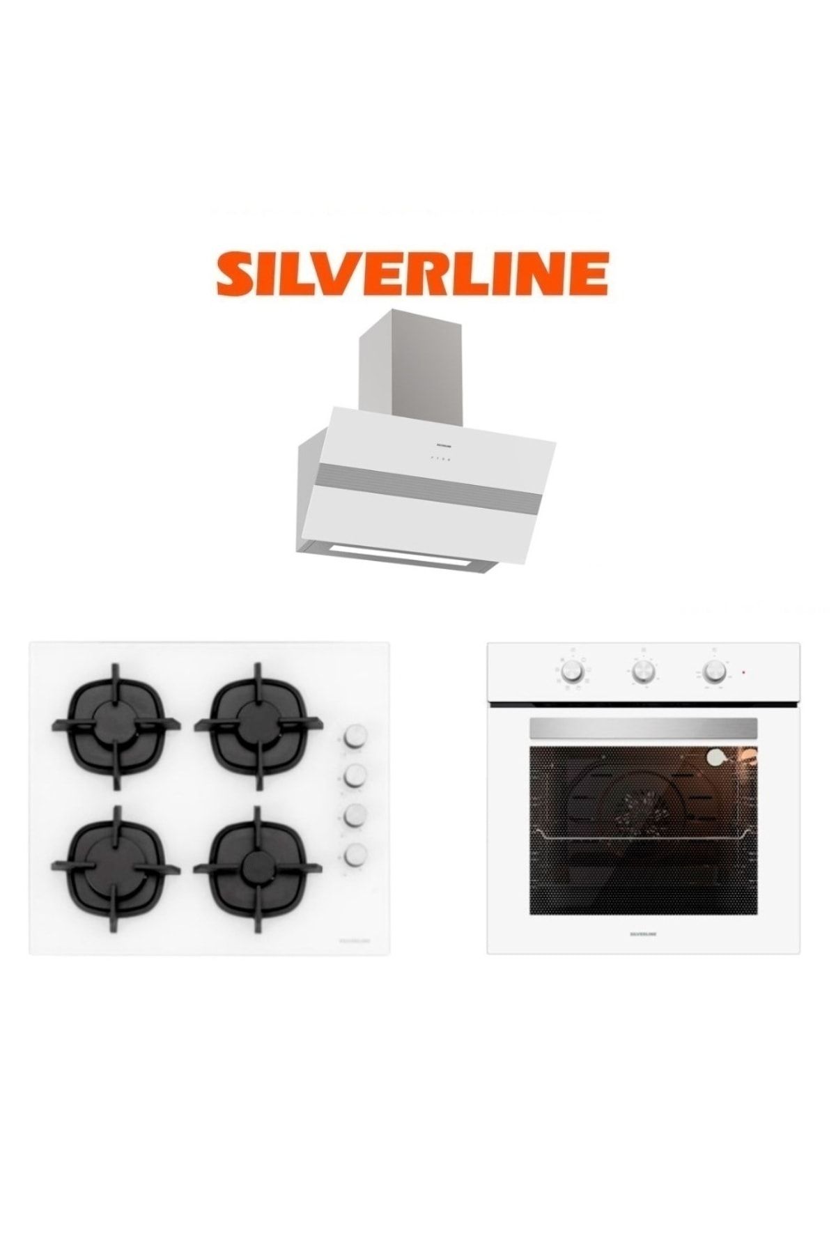 Silverline Beyaz Cam Ankastre Set (3472 Bold 60+CS5343W01+BO6503W01)