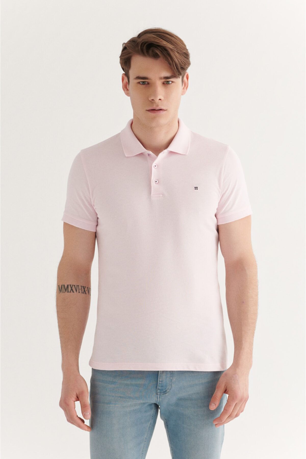 Avva Erkek Açık Pembe Polo Yaka Düz T-shirt E001004