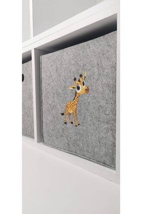 Çok Amaçlı Keçe Organizer Sepet Çocuk Odası Oyuncak Sepeti  30x30x30 cm Zürafa Image 0