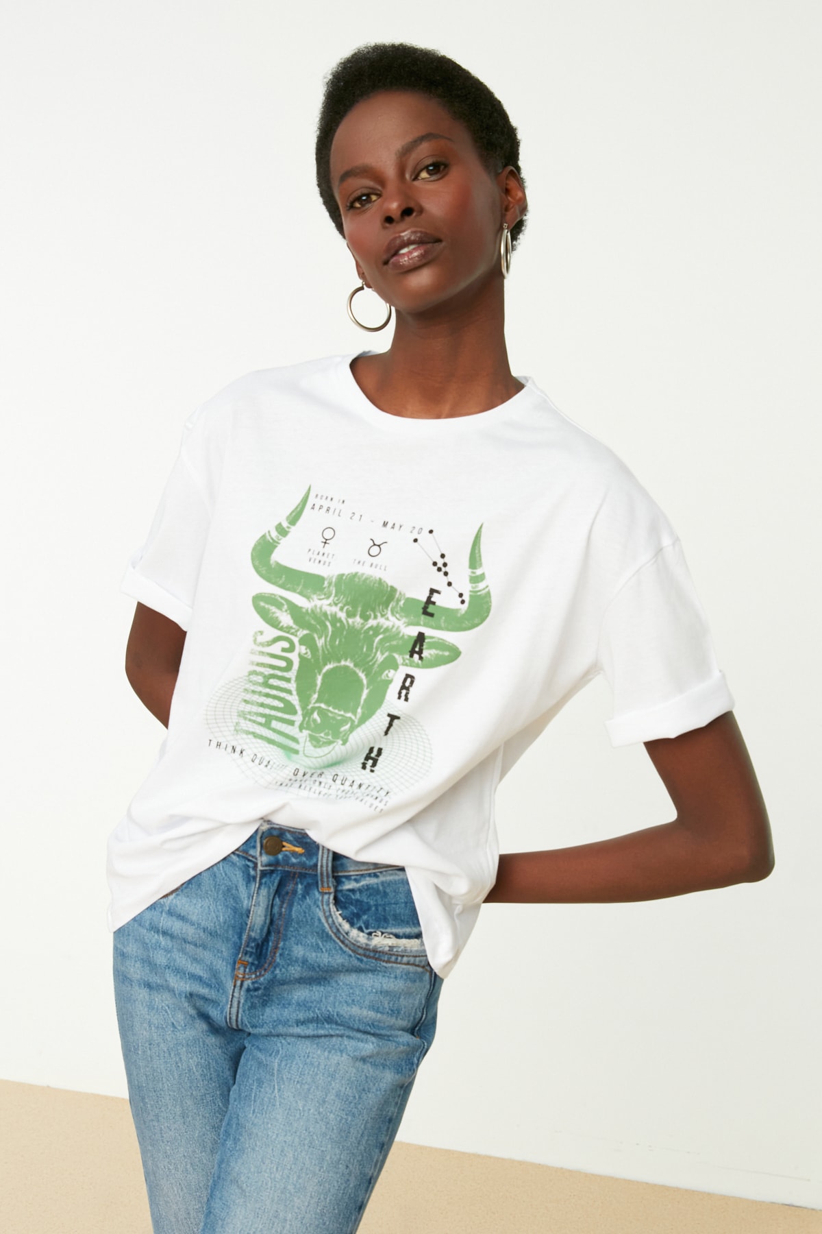 T-Shirt - Green - Relaxed - Trendyol