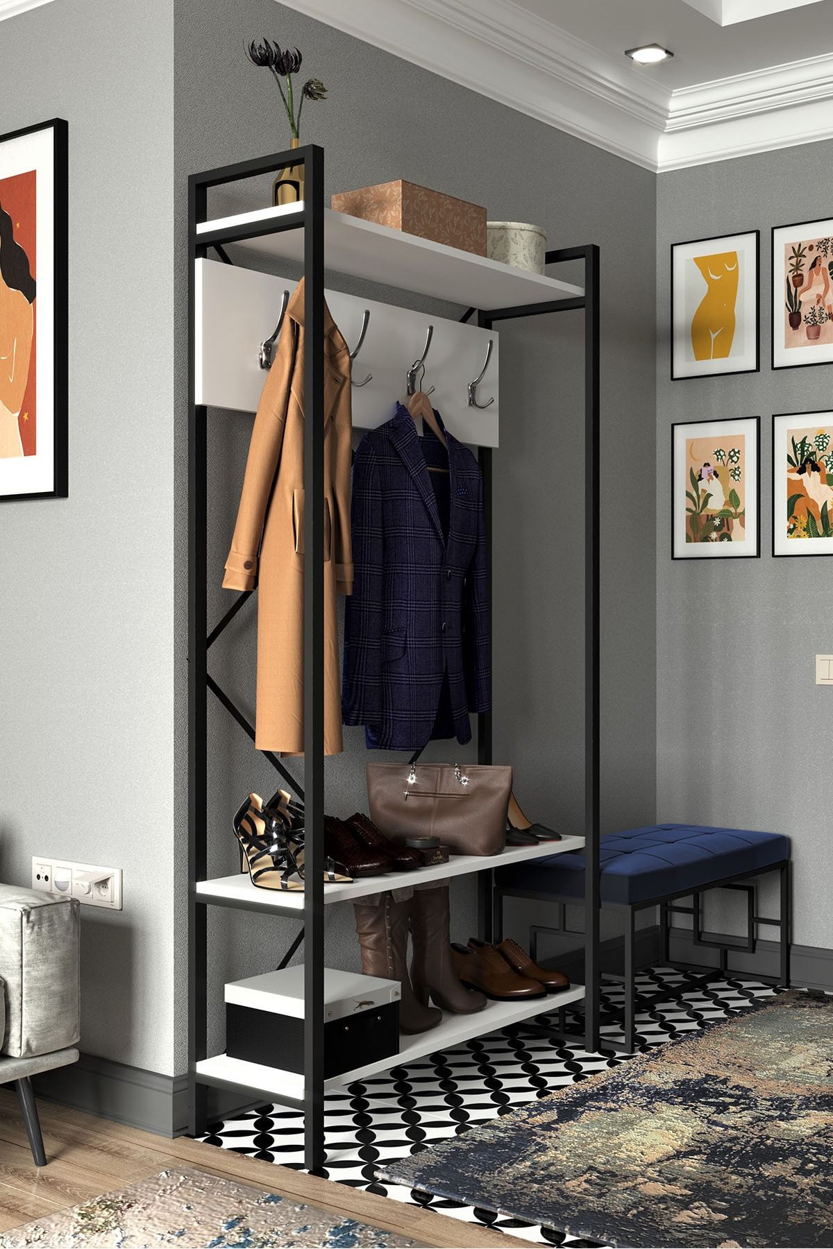 Evdesa Ares Vestiyer Portmanto 180x90 Cm Beyaz