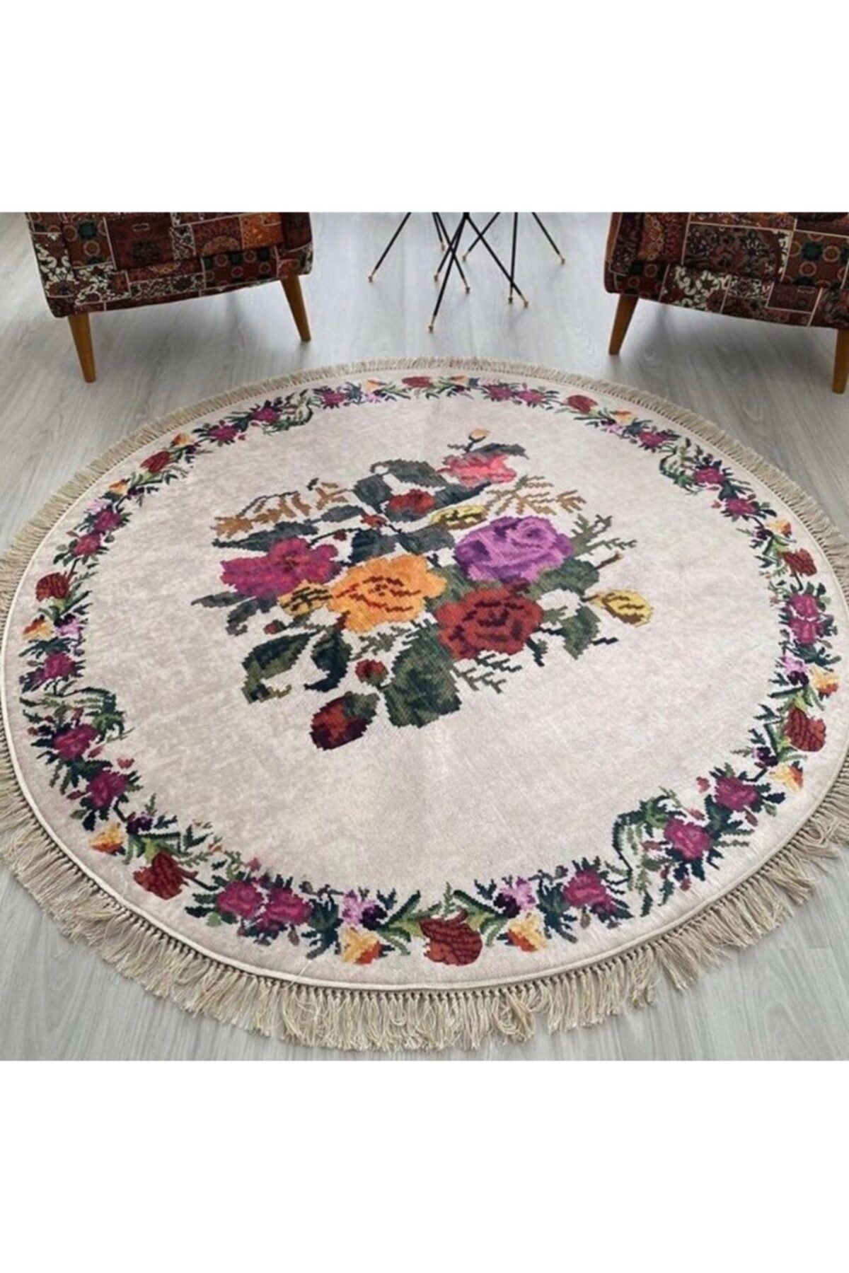 BAYKİLİM 100x100cm Dijital Baskı, Kaymaz Taban, Dekoratif Paspas