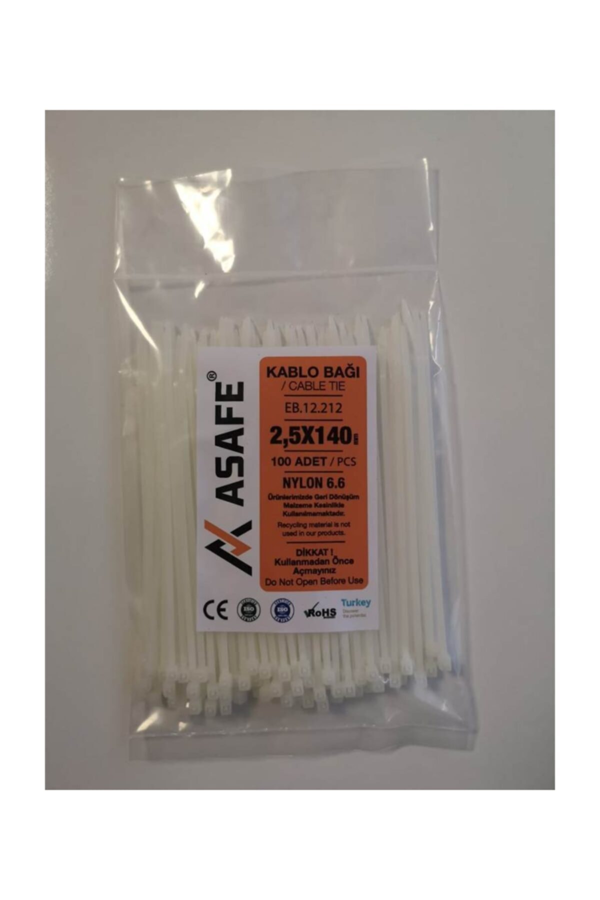ASAFE 2,5x140 Plastik Kablo Bağı (100 Ad)