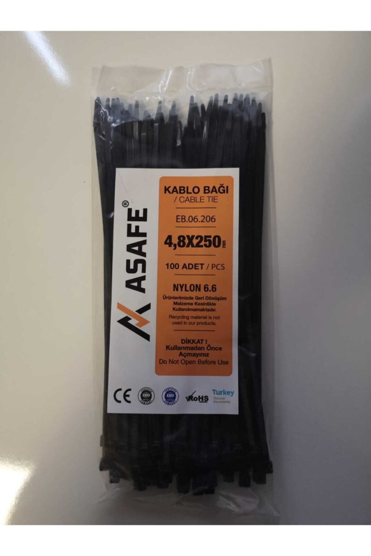 ASAFE Plastik Kablo Bağı 4,8x250 100 Lü