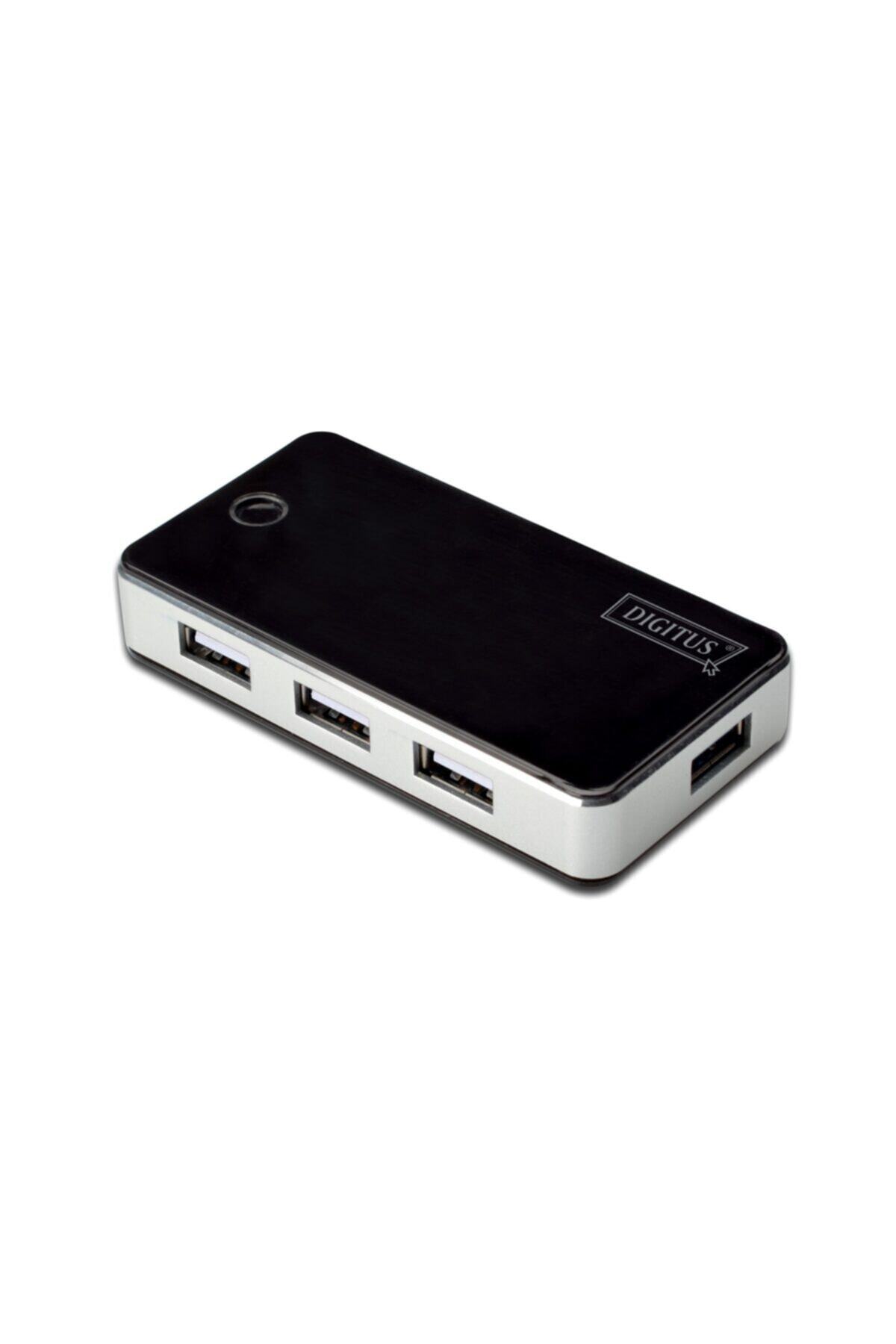 Assmann Digitus 7 Port Usb Hub, Usb 2.0, Siyah/gümüş Renk, Güç Adaptörlü, Plastik