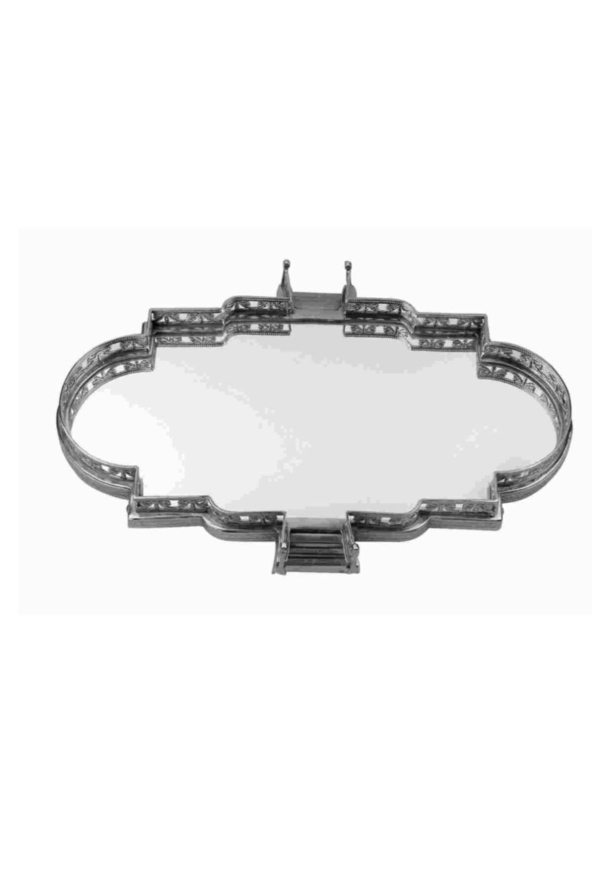 Lucky Art Sılver Oval Aynalı Tepsı