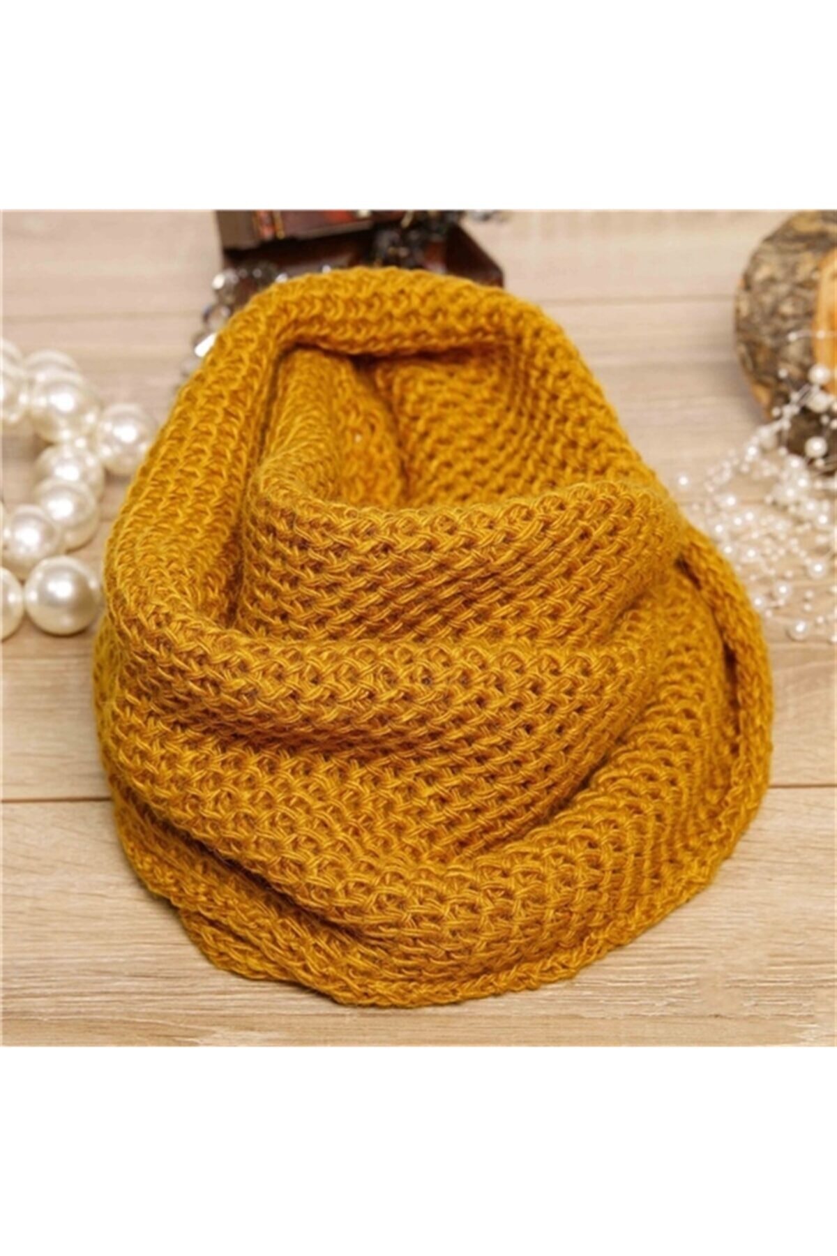 Chapka Unisex Hardal Çift Dolama Boyunluk U-324