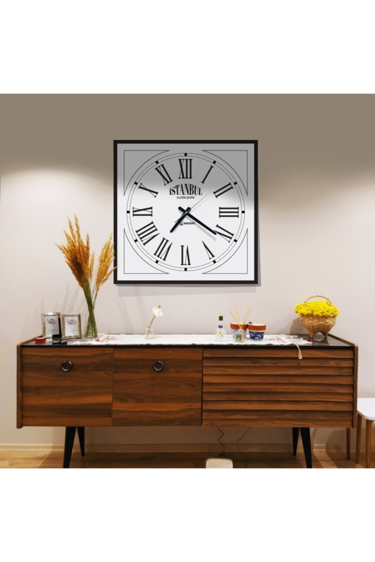RacartShop Dekoratif Kare Duvar Saati-24 (50x50 Cm)