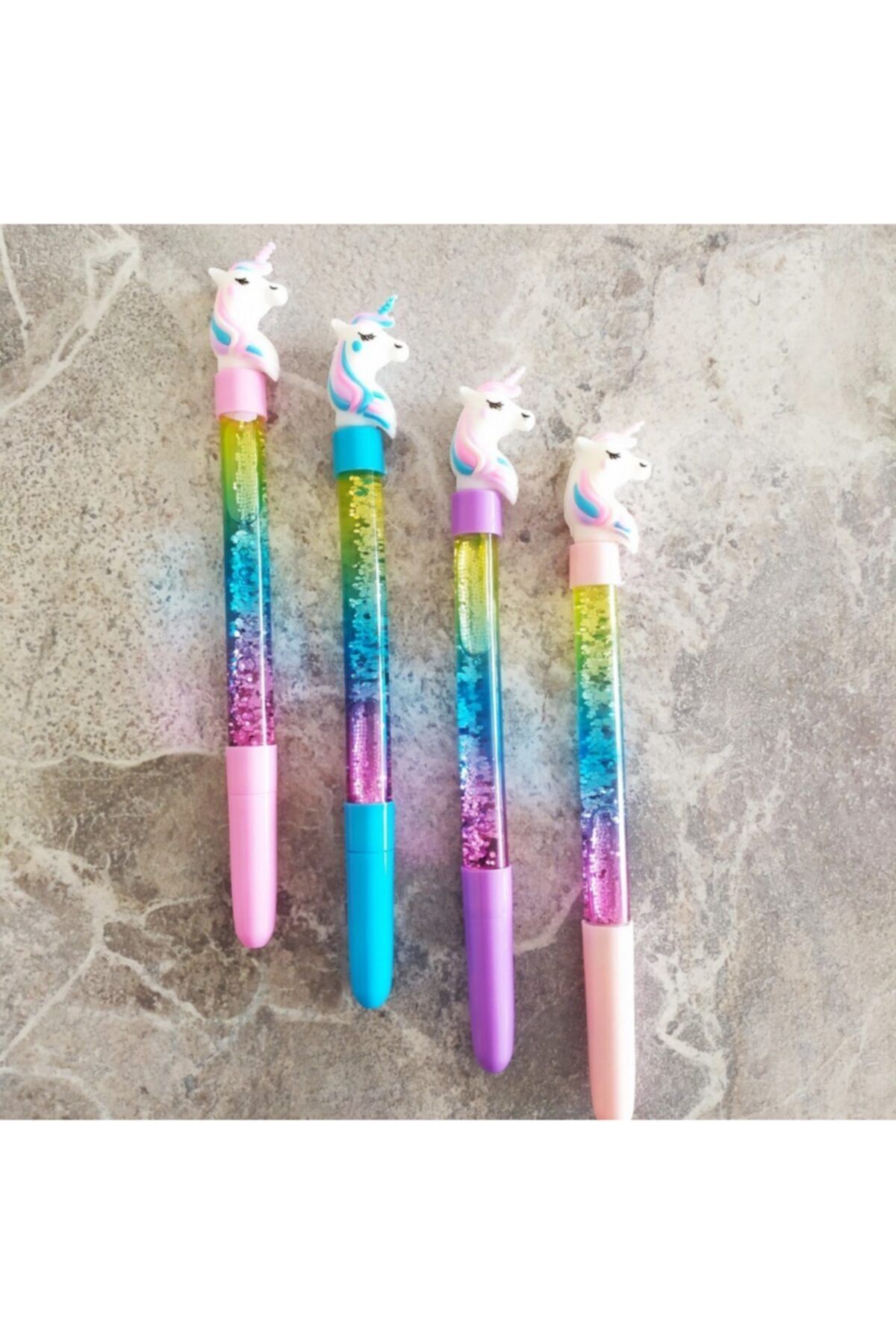Şeker Ofisi Simli Sulu Unicorn Işıksız Jel Mürekkep Kalem Doğumgünü Hediyesi