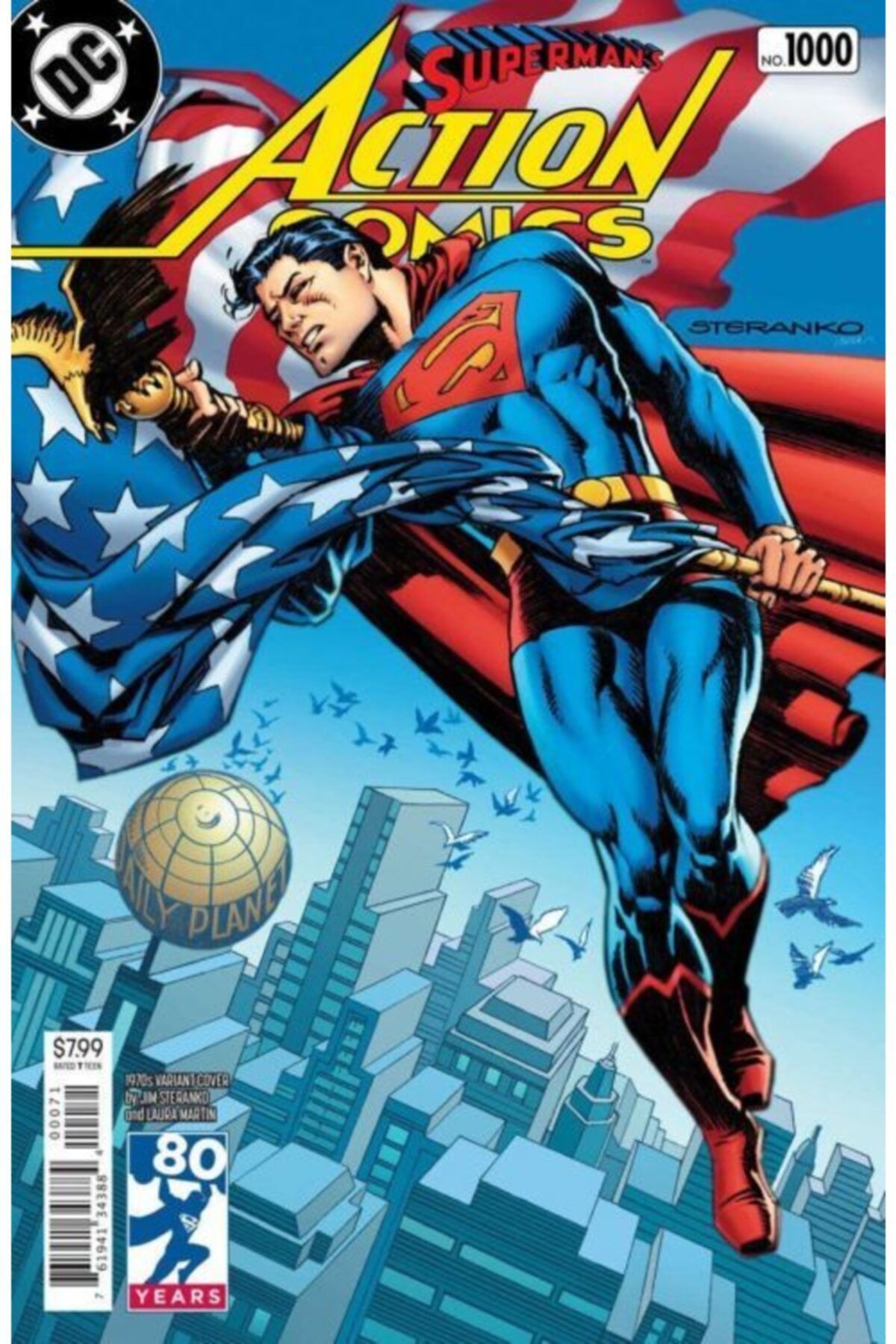 TM & DC ComicsWarner Bros Supermans Action Comics (1938) #1000 Jim Steranko Cover Ingilizce Çizgi Roman