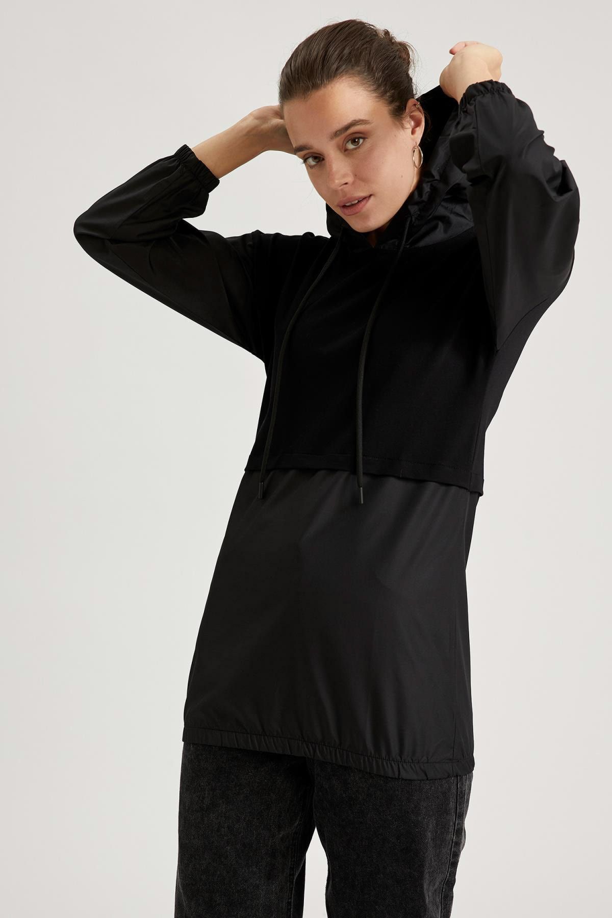 DeFacto Kapüşonlu Relax Fit Uzun Sweat Tunik