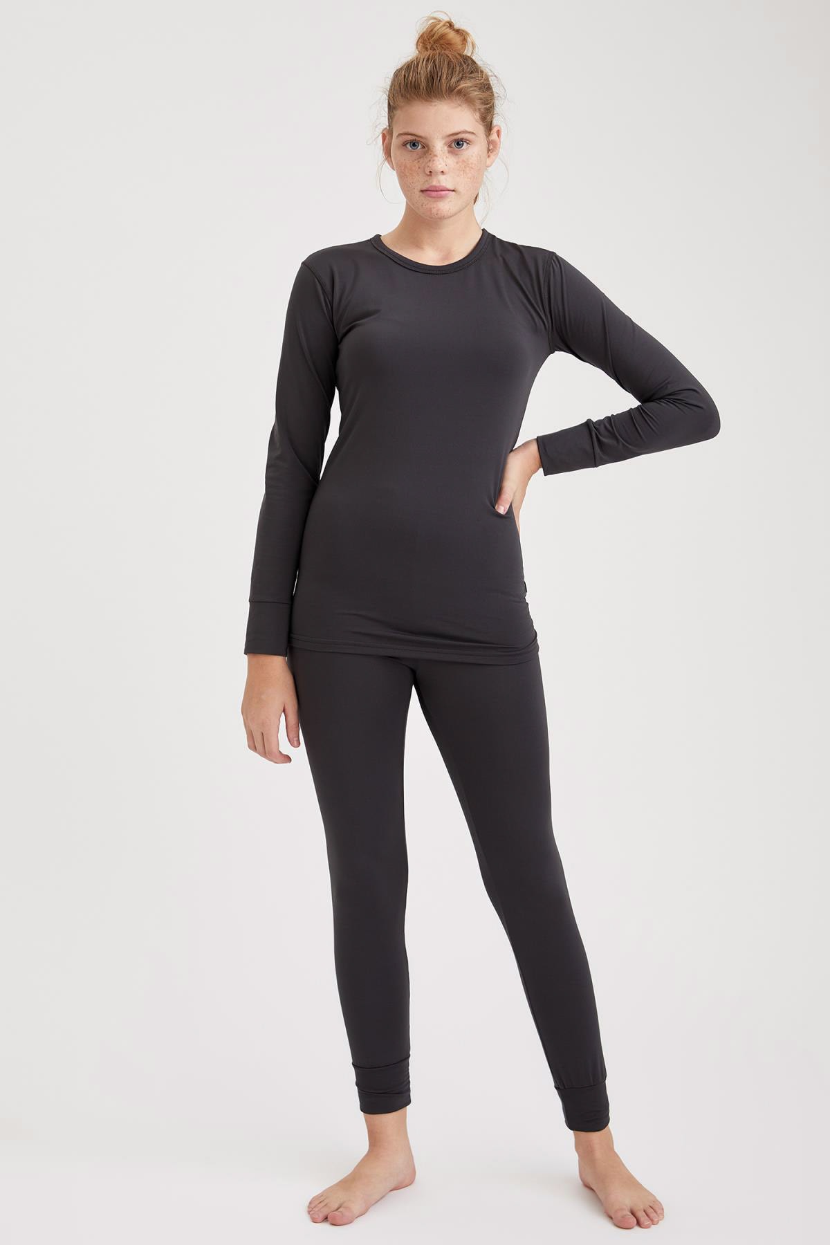 DeFacto Kadın Antrasit Basic Slim Fit Örme Termal Tayt S9006AZ20WN
