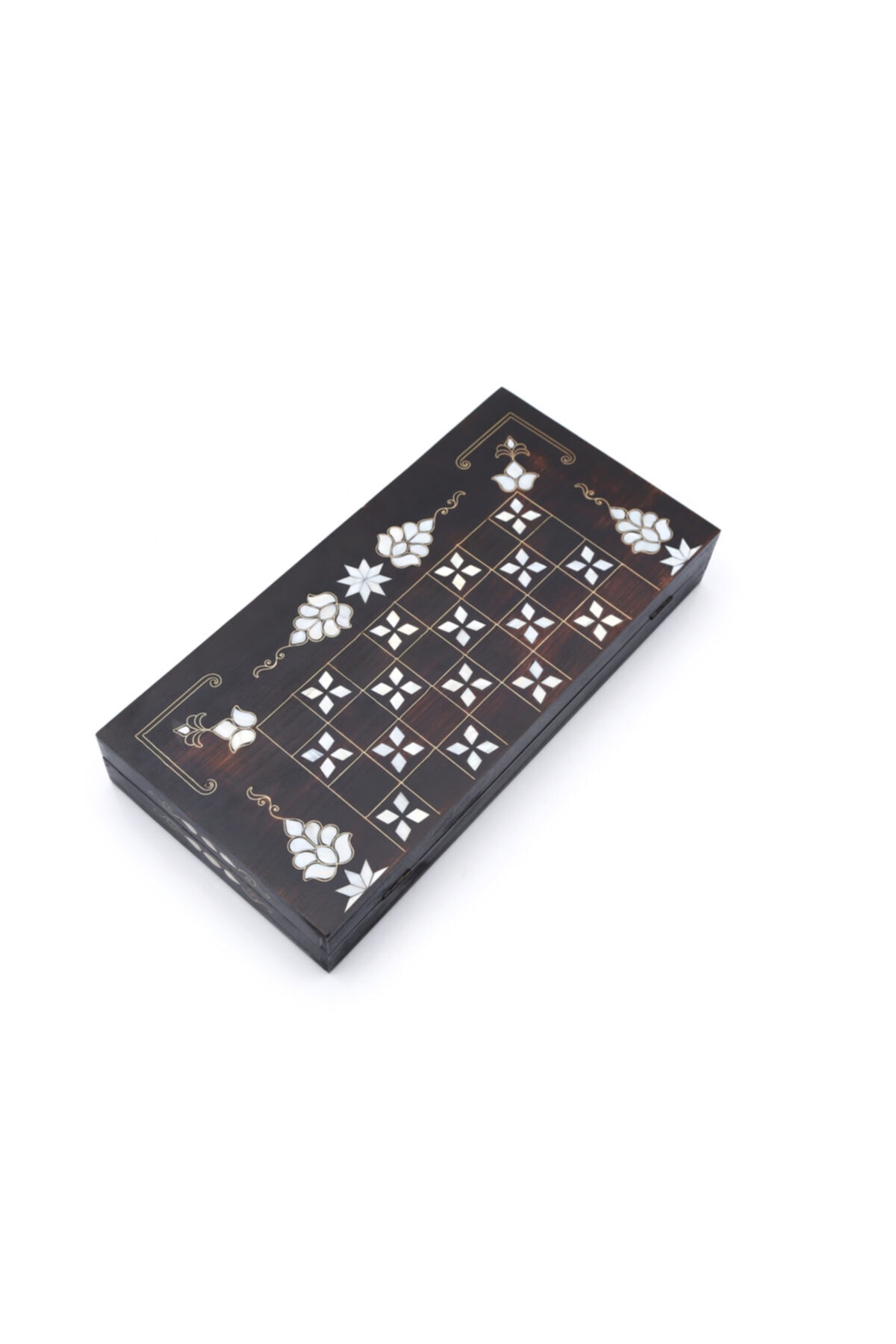 Pusula Oyun Ahşap Sedef Kakma Telkari El Işçiliği Siyahın Incisi Büyük Boy Tavla Takımı