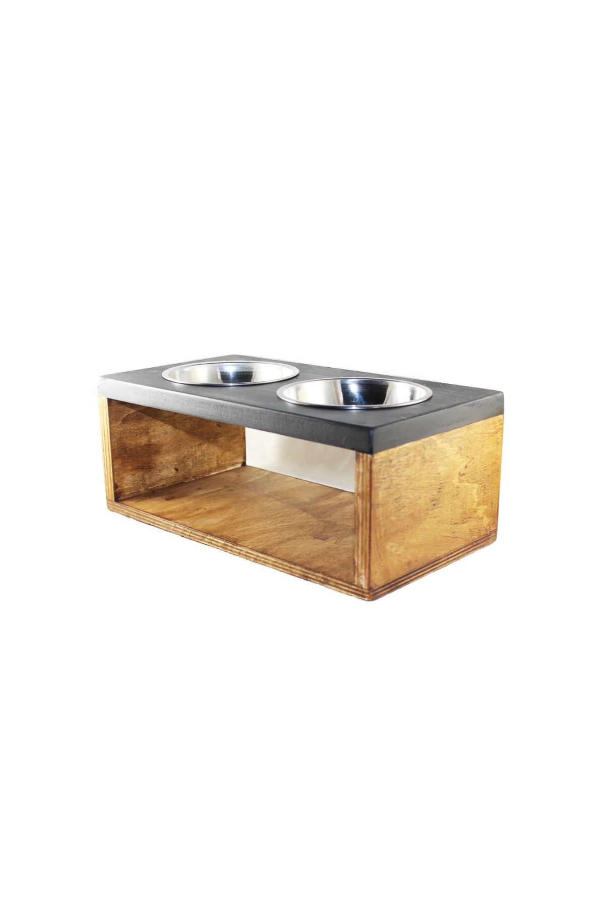 SCdekor Ahşap Köpek Mama Ve Su Kabı ( Medium )