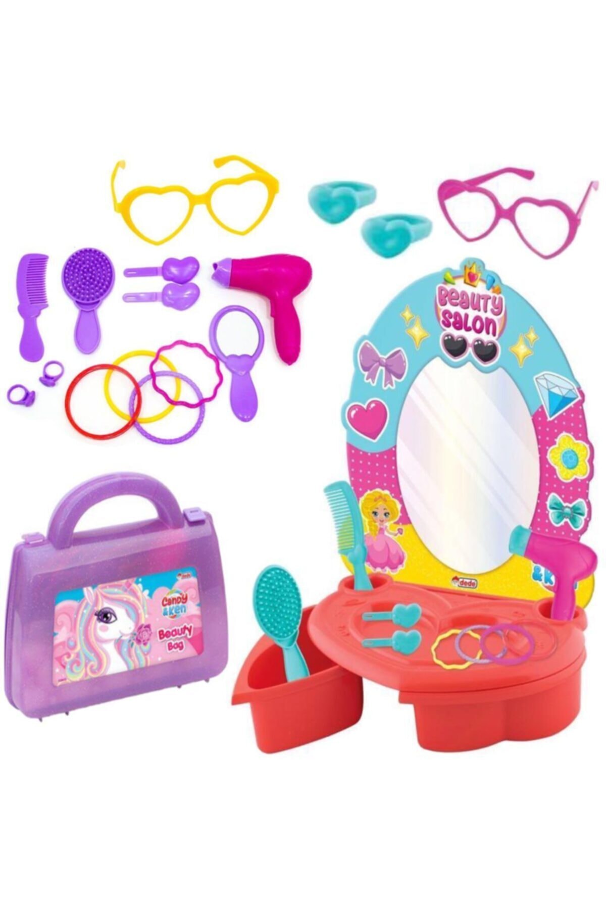 DEDE Candy Güzellik Salonu Seti Güzellik Çantası Kız Çocuk Evcilik Oyuncak