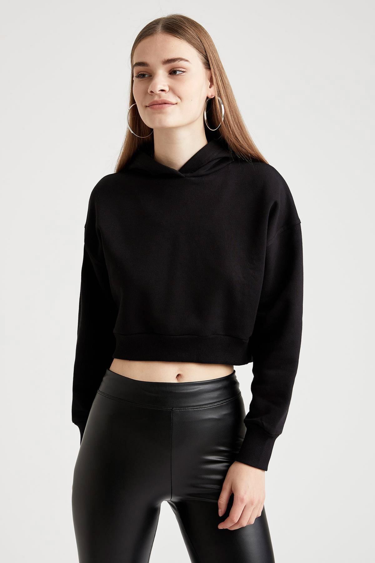 Defacto crop sweatshirt clearance