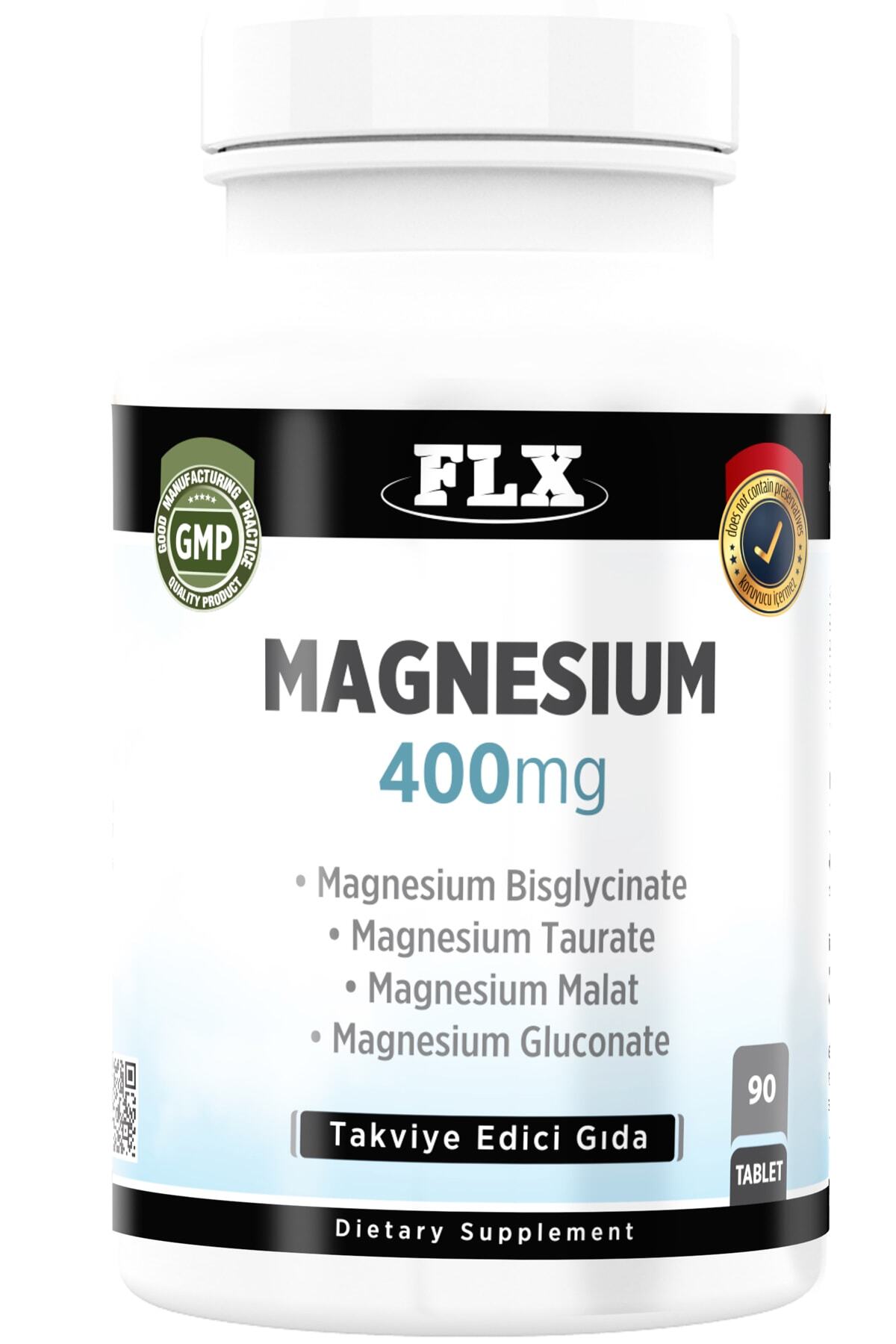 FLX Magnezyum Elementleri Magnesium Bisglisinat Malat Taurat Glukonat 90 Tablet