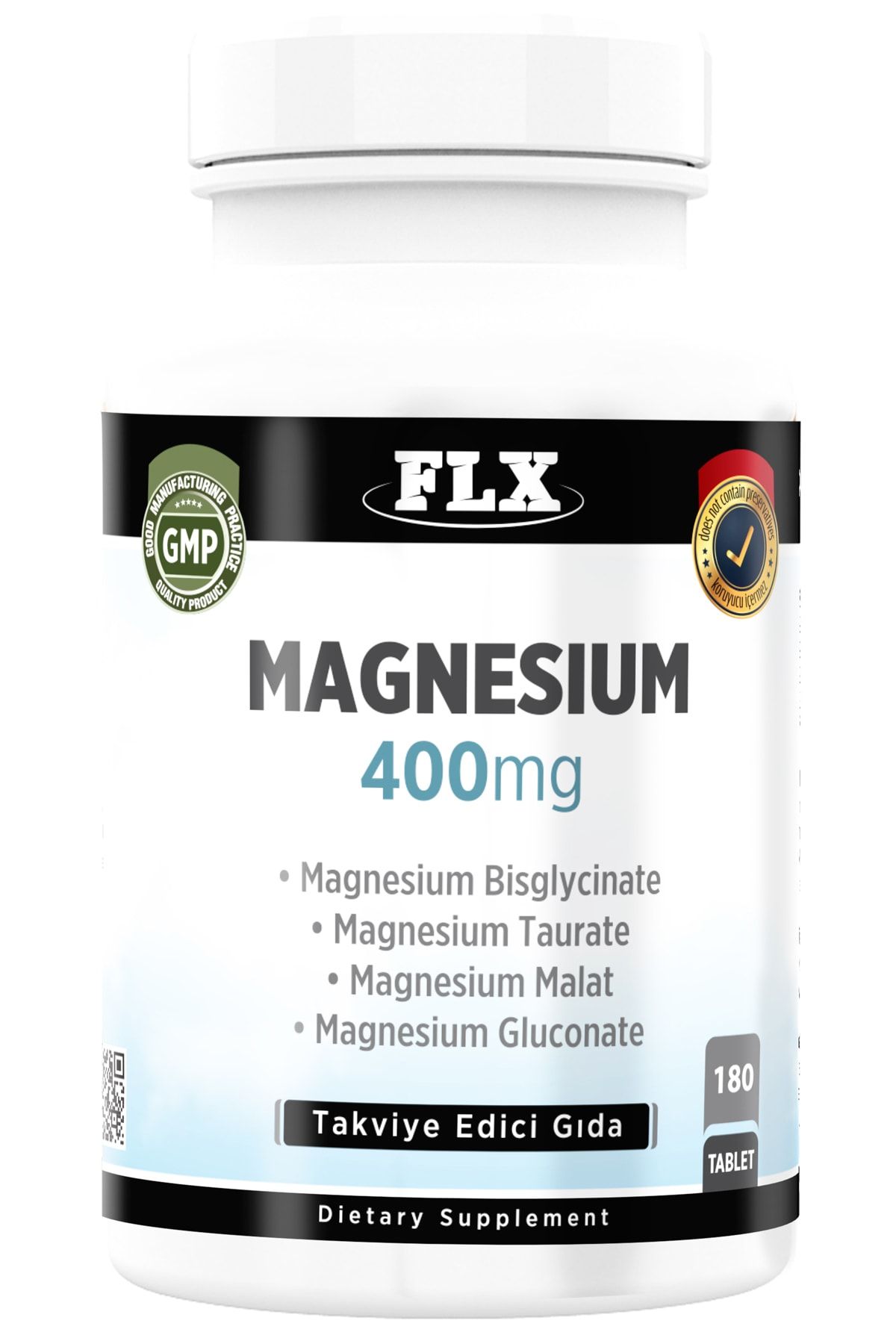 FLX Magnezyum Elementleri Complex Magnesium Bisglisinat Malat Taurat Glukonat  400 mg 180 Tablet
