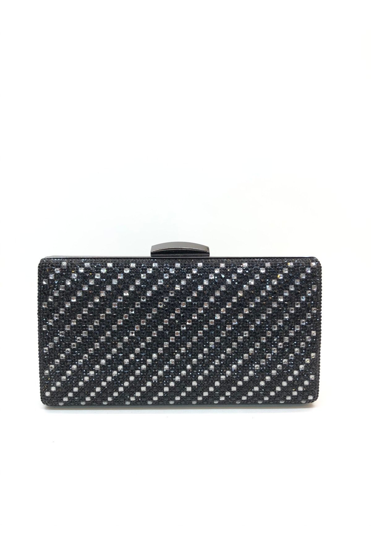 womenacs Kadın Siyah Taşlı İşlemeli Uzun Askılı Abiye Portföy Clutch  Çanta
