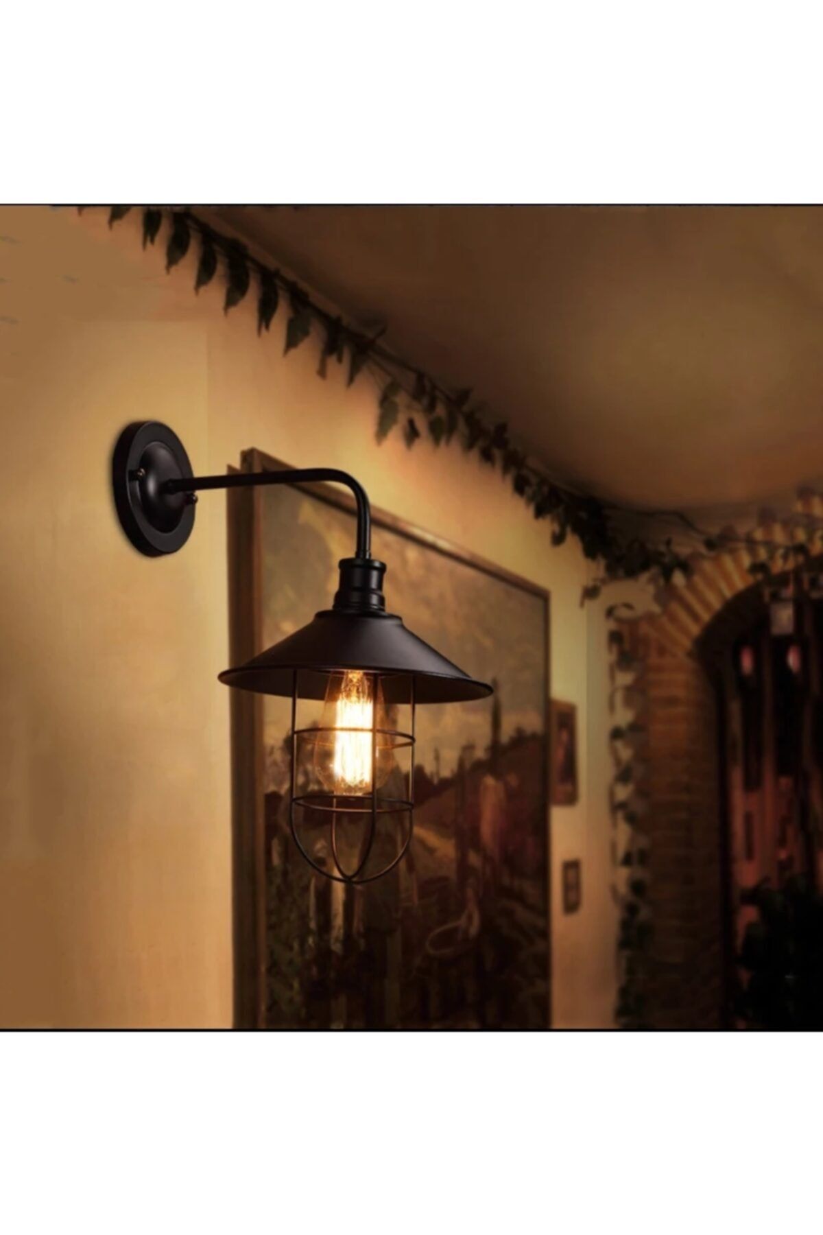 Rsylight Siyah Retro Metal Kafesli Dekoratif Duvar Aplik