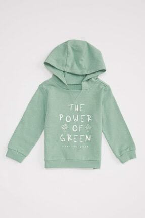 DeFacto Erkek Bebek Baskılı Kap&uuml;şonlu Organik Sweatshirt