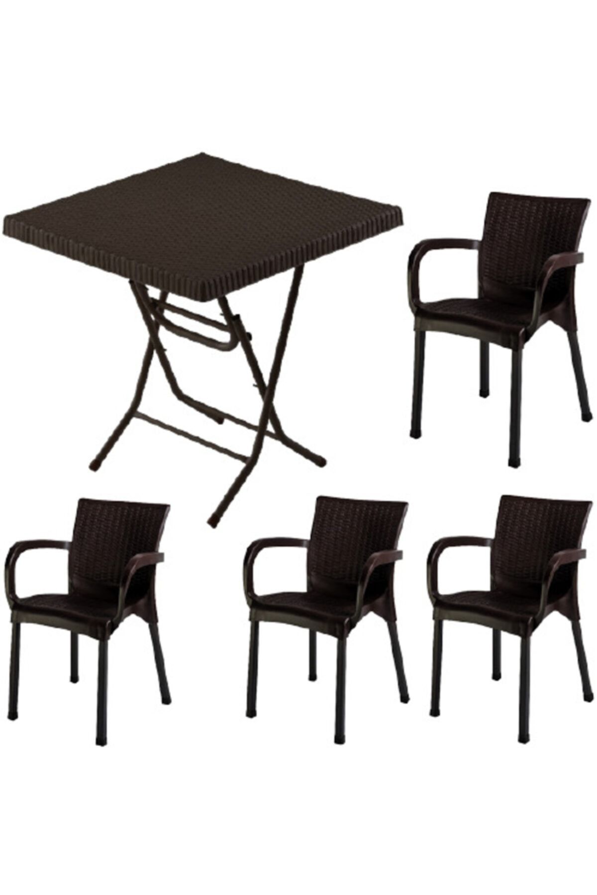 comfort rattan balkon bahce katlanir 80 80 masa 4 sandalye takimi fiyati yorumlari trendyol