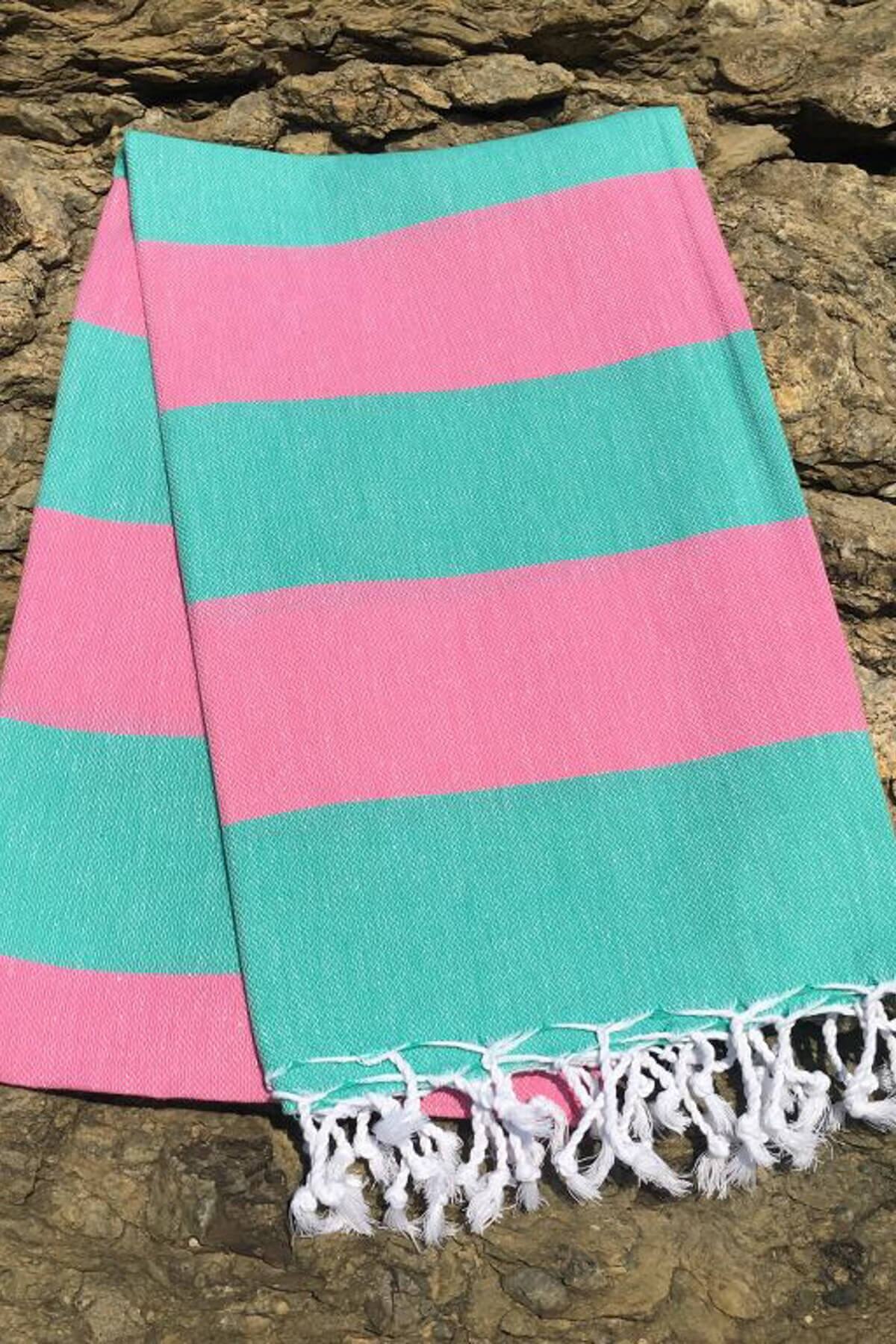 DENIZLI CONCEPT Yeşil Pembe Sultan Geniş Bordür Peştemal