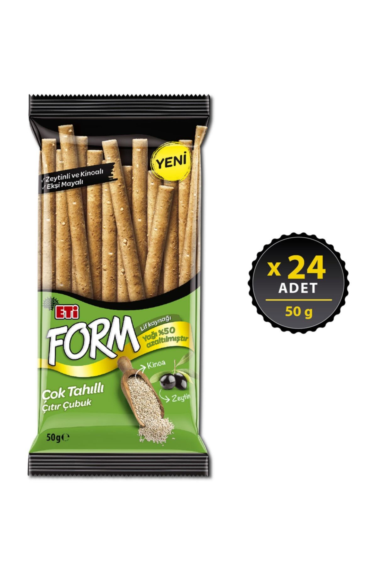 Eti Form Zeytinli Kinoalı Çıtır Çubuk Kraker 50 g x 24 Adet