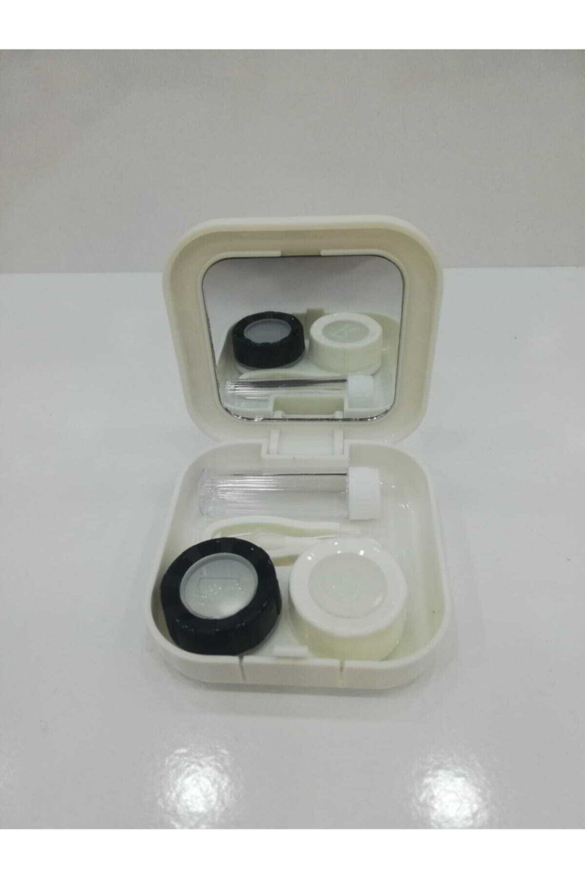 RENKLI LENS KABI Renkli Lens Saklama Kutusu Siyah Beyaz Lens Kabı Cımbız Ayna