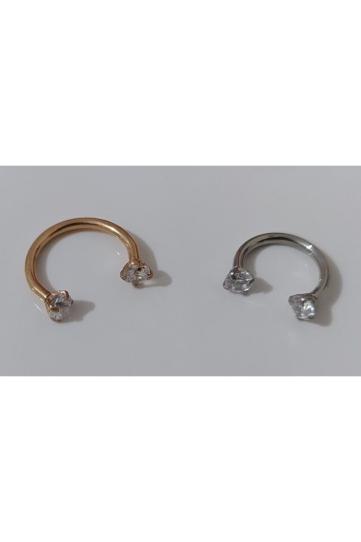 Işıl Işıl Iki Ucu Zirkon Taşlı Cerrahi Çelik Piercing, Kulak, Burun, Septum Tragus Kıkırdak 2li Set