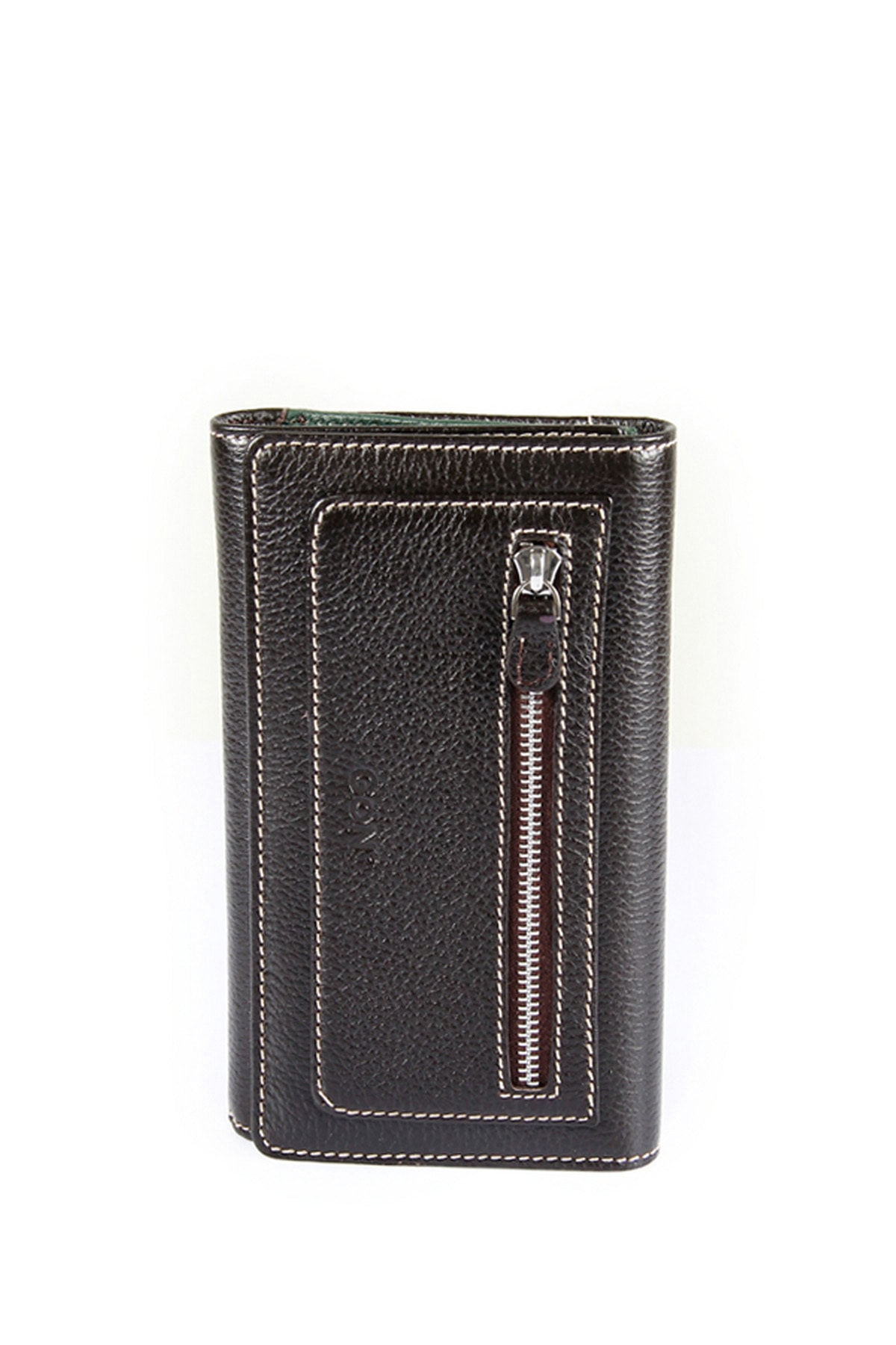 GÖNDERİ(R) Kahveye Yeşil Hakiki Deri Kadın Cüzdan 06146