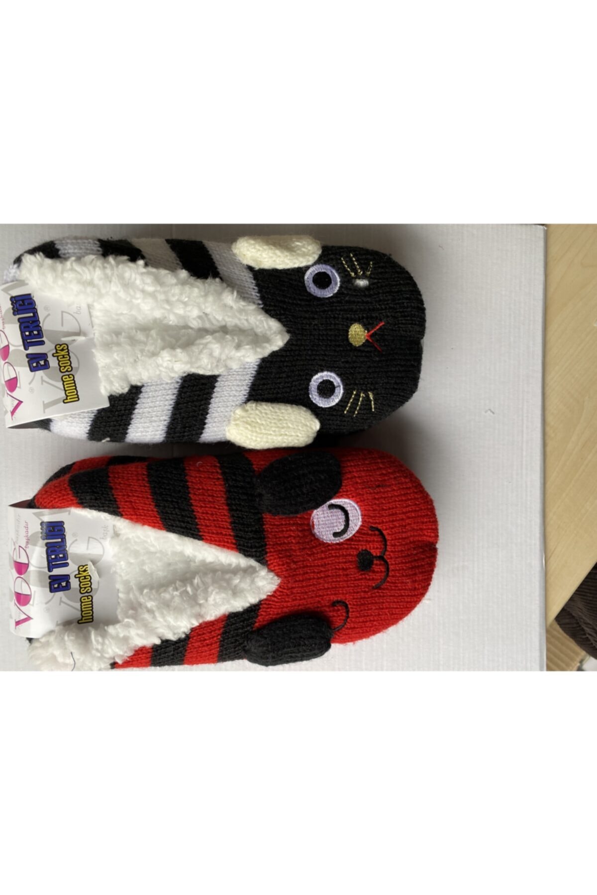 Leydi Kadın Ev Terlik Panduf Ic Dış Tuylü 2ciftli Set Paket Kırmızı-siyah Veya Stok Assorti Renkler