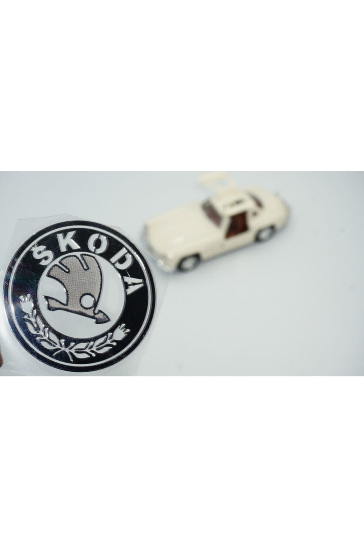 Skoda Auto Logo Alüminyum Torpido Ayna Cam Sticker
