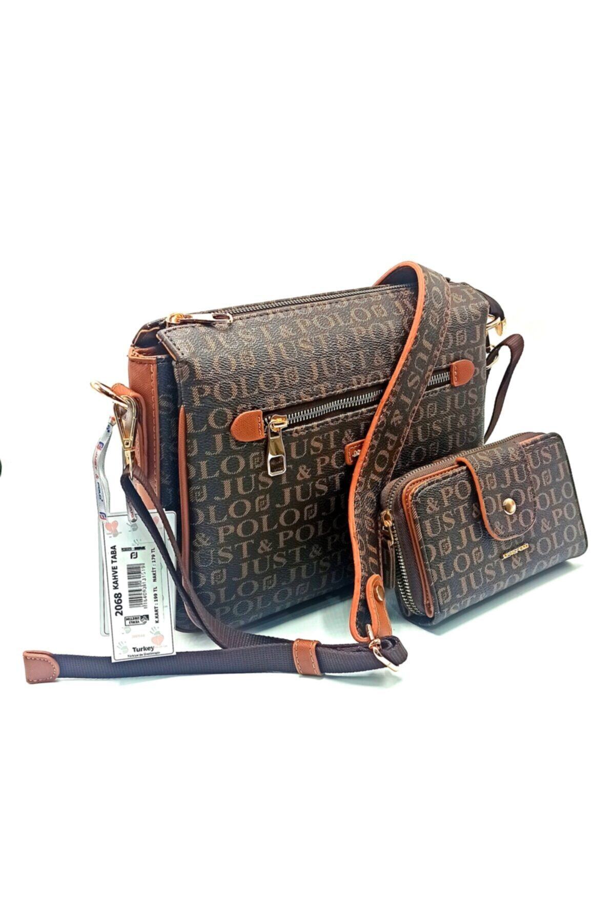 Just Polo Kadın Kahve Taba Çanta Cüzdan Kombini Tm2068