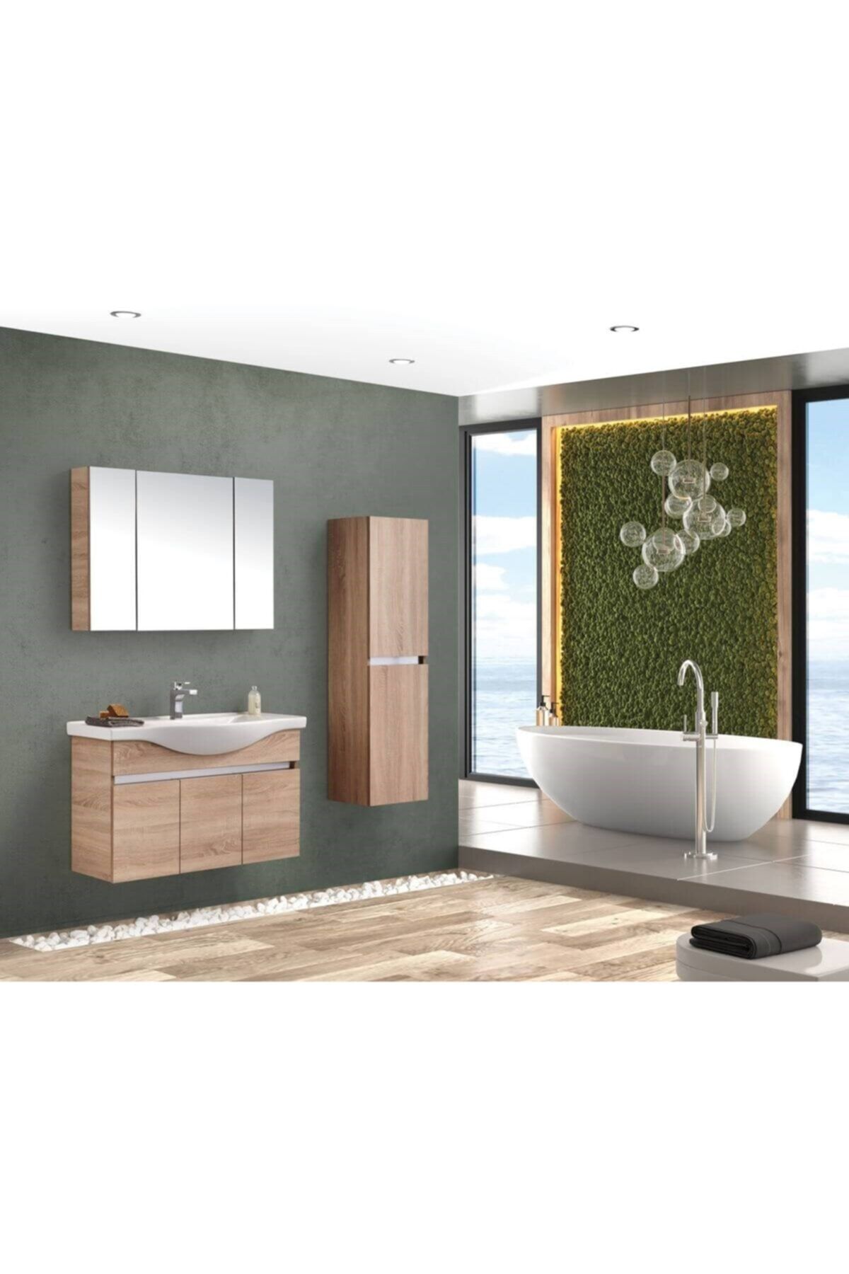 Gold Banyo Silvia Sonomo Banyo Dolabı 100 Cm Seramik Lavabo