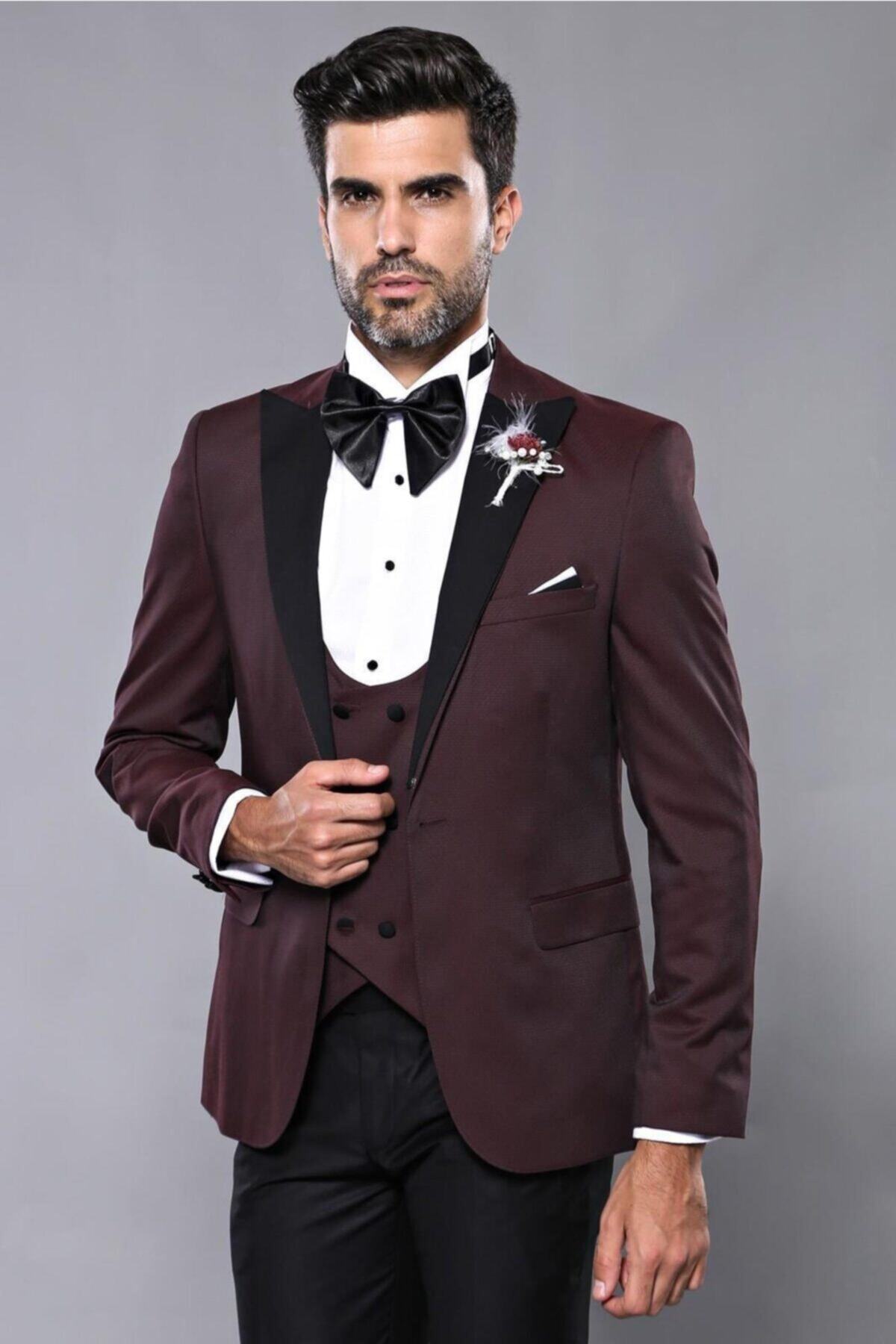 Wessi Erkek Bordo Takım Elbise